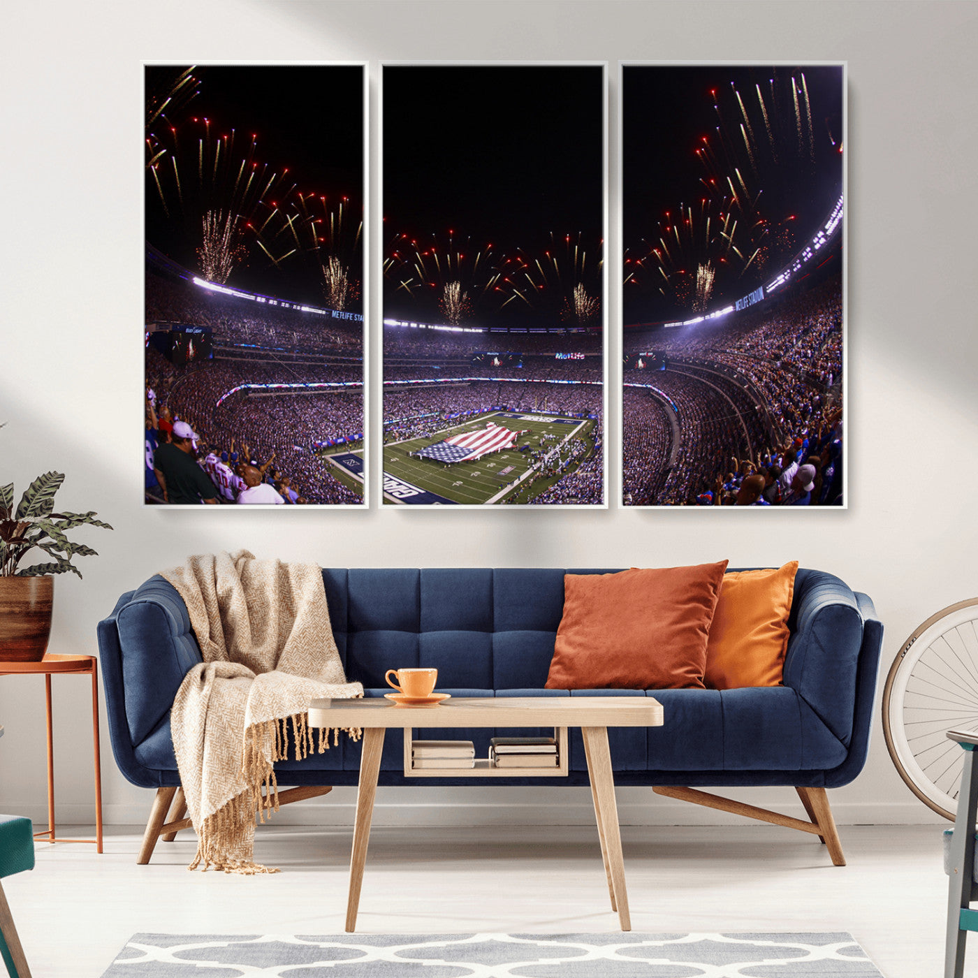 MGV-FC-48X32-3P - New York Giants Football Team Print - East Rutherford MetLife Stadium Wall Art Canvas Print