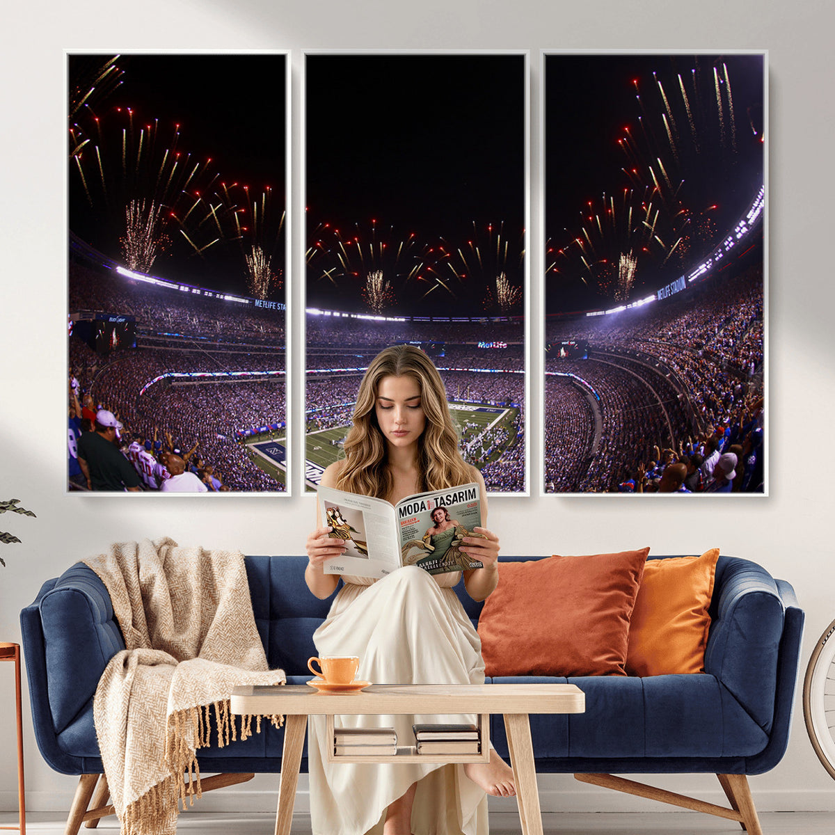 56360-MGV-CV-36X24 - New York Giants Football Team Print, East Rutherford MetLife Stadium Wall Art