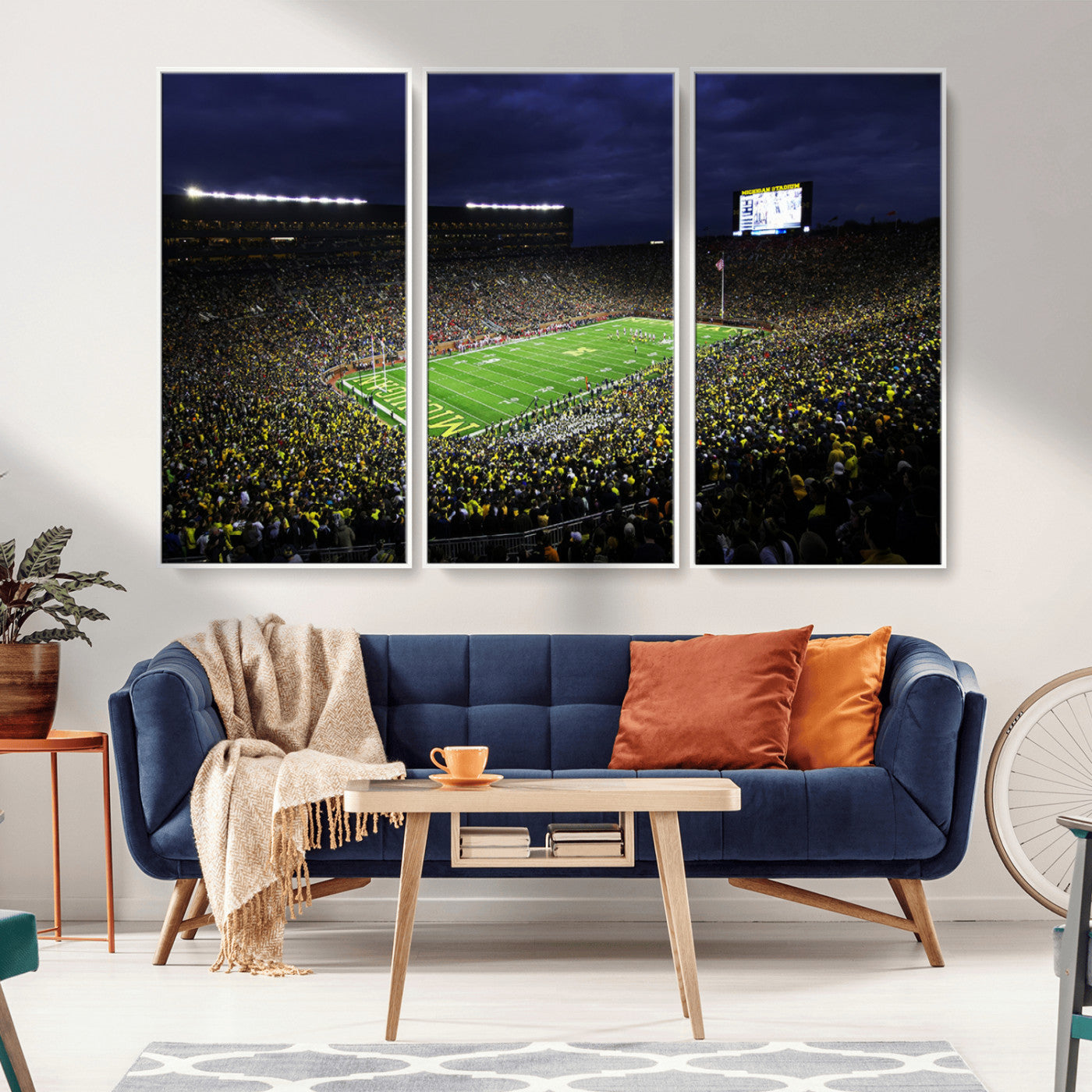 MGV-FC-48X32-3P - Michigan Wolverines Football Canvas Wall Decor, Football Team Print - Ann Arbor Michigan Stadium