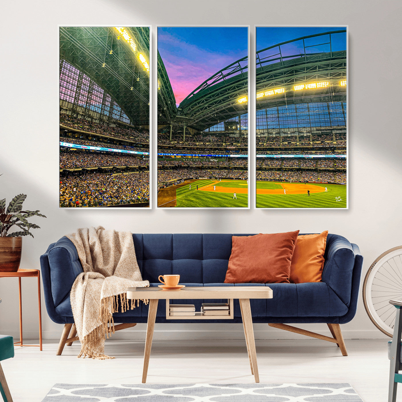 MGV-FC-48X32-3P - Milwaukee Brewers Baseball Team Print Canvas- American Family Field Stadium Wall Art Canvas Print