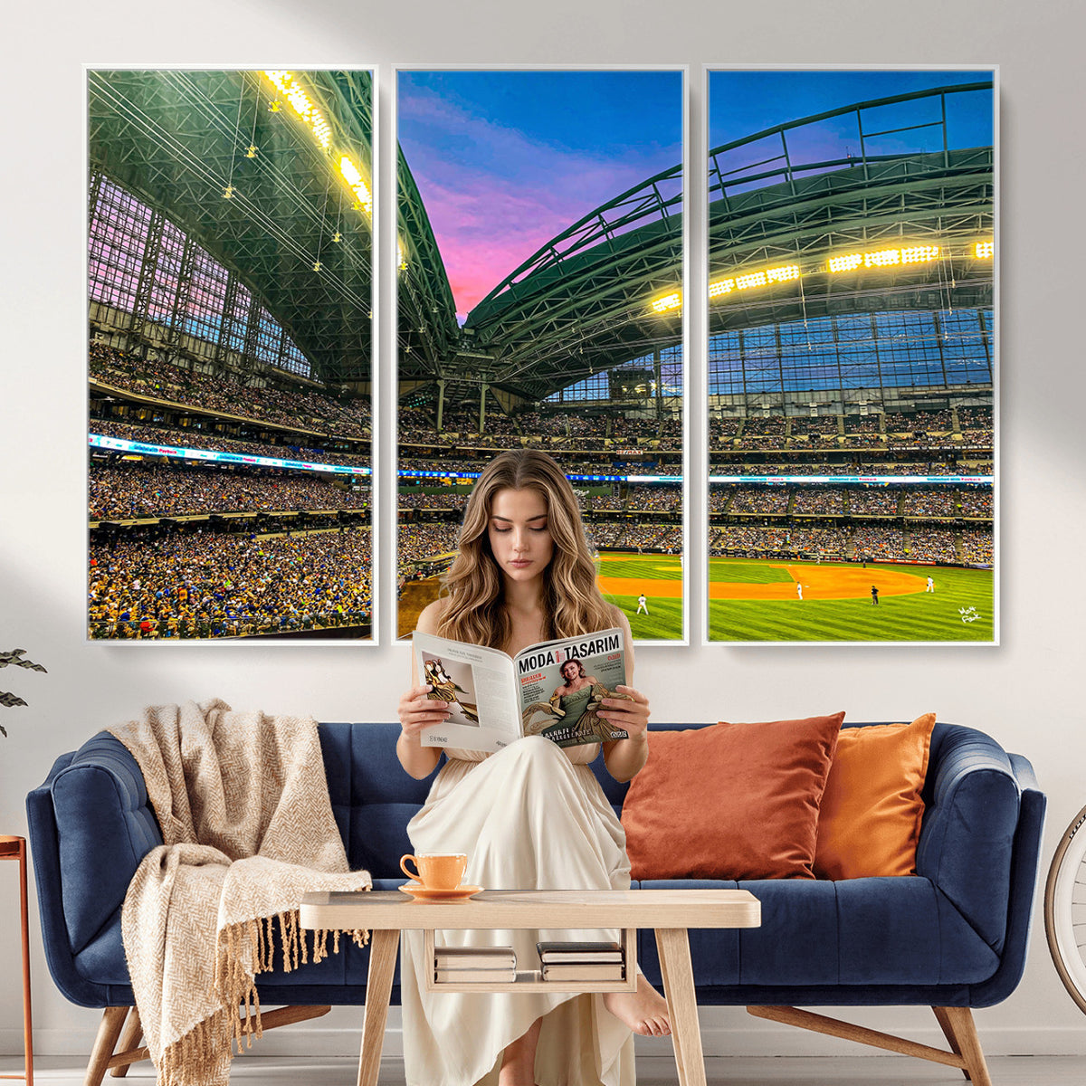 17006-MGV-CV-36X24 - Milwaukee Brewers Baseball Team Print Canvas, American Family Field Stadium Wall Art