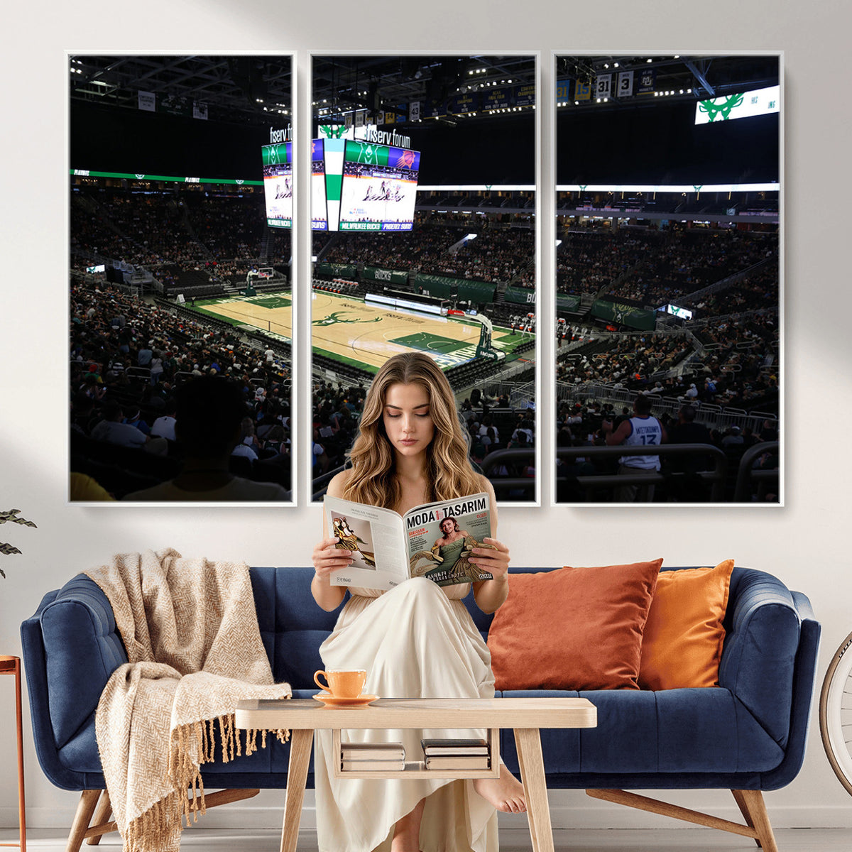 69882-MGV-CV-36X24 - Milwaukee Bucks Basketball Print, Fiserv Forum Stadium Wall Art