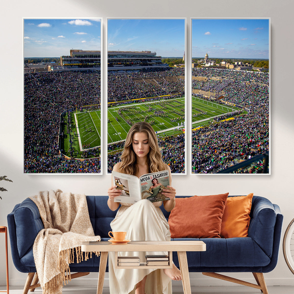 50114-MGV-CV-36X24 - Notre Dame Fighting Irish Football Team Print, Notre Dame Stadium Wall Art