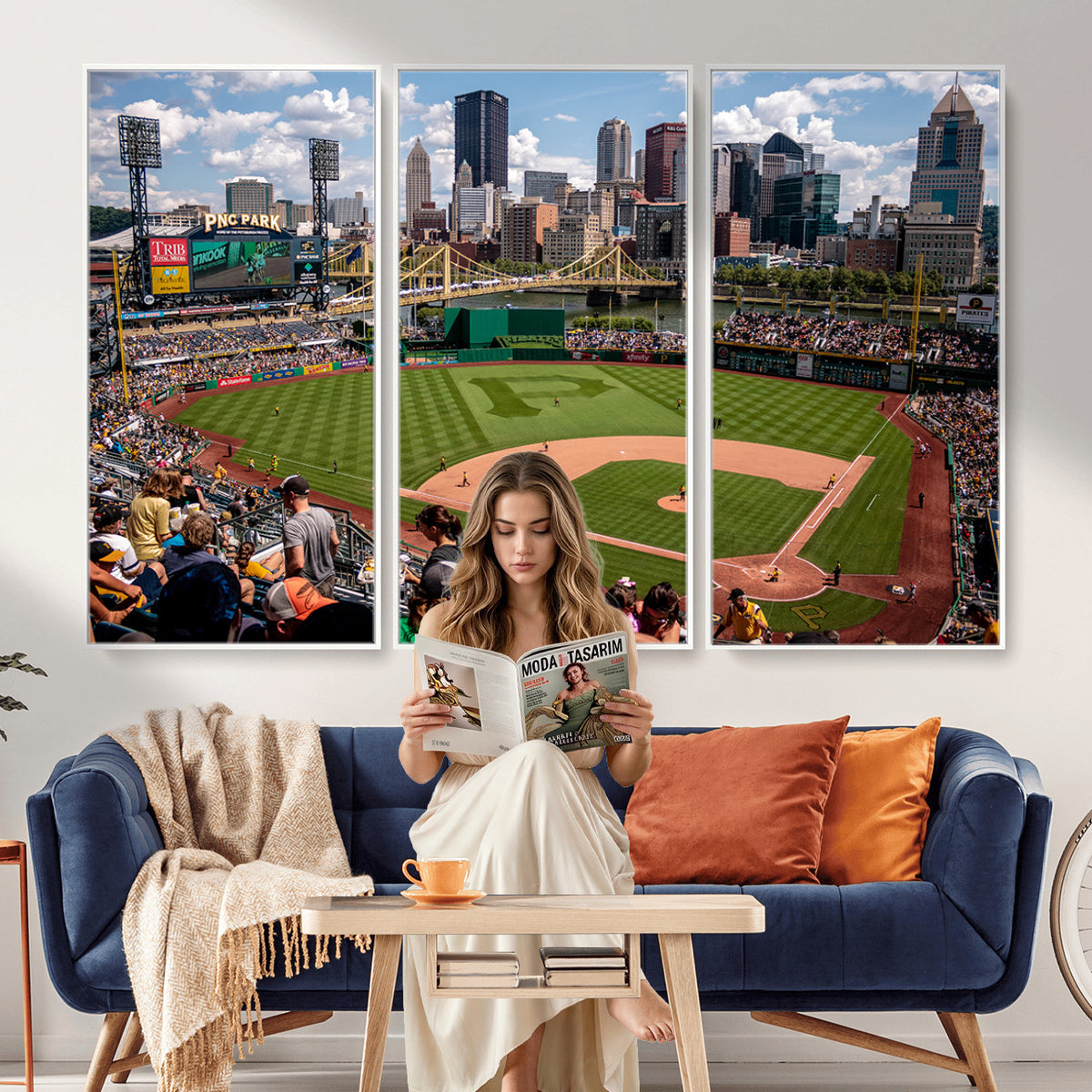 66872-MGV-CV-36X24 - Pittsburgh Pirates Baseball Team Print, PNC Park Stadium