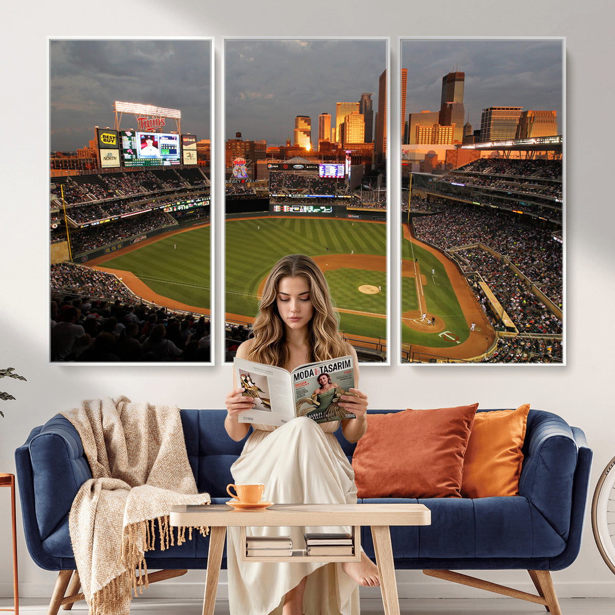 99822-MGV-CV-36X24 - Minnesota Twins Baseball Team Print, Minneapolis Target Field Stadium Wall Art
