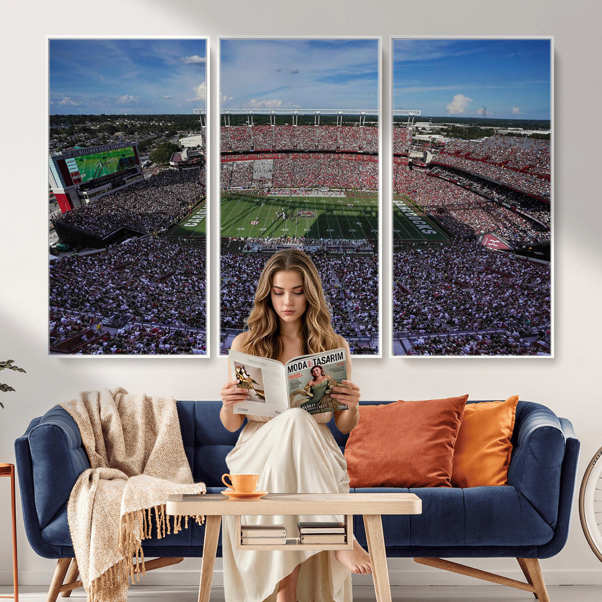 83382-MGV-CV-36X24 - South Carolina Gamecocks Football Team Print, Columbia Williams-Brice Stadium Wall Art