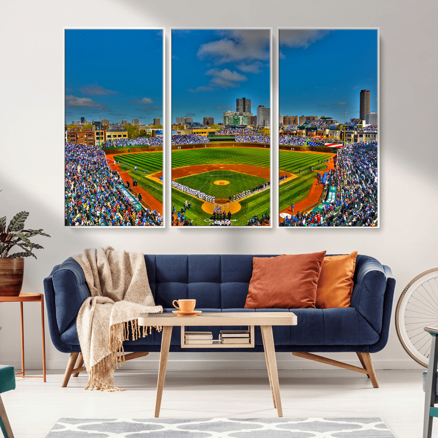 MGV-FC-48X32-3P - Wrigley Field Chicago Cubs Canvas Wall Art - Iconic Baseball Stadium Print for Sports Lovers - Ready