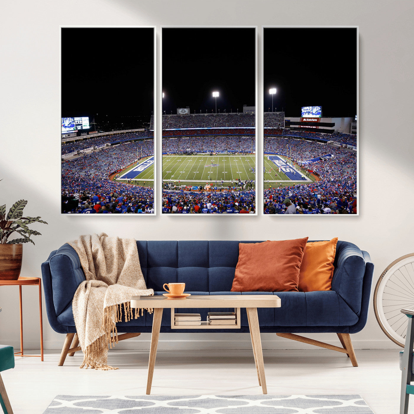 MGV-FC-48X32-3P - Buffalo Bills Wall Art - Buffalo Bills Stadium Canvas Print, Perfect Sports Decor for Living Rooms,