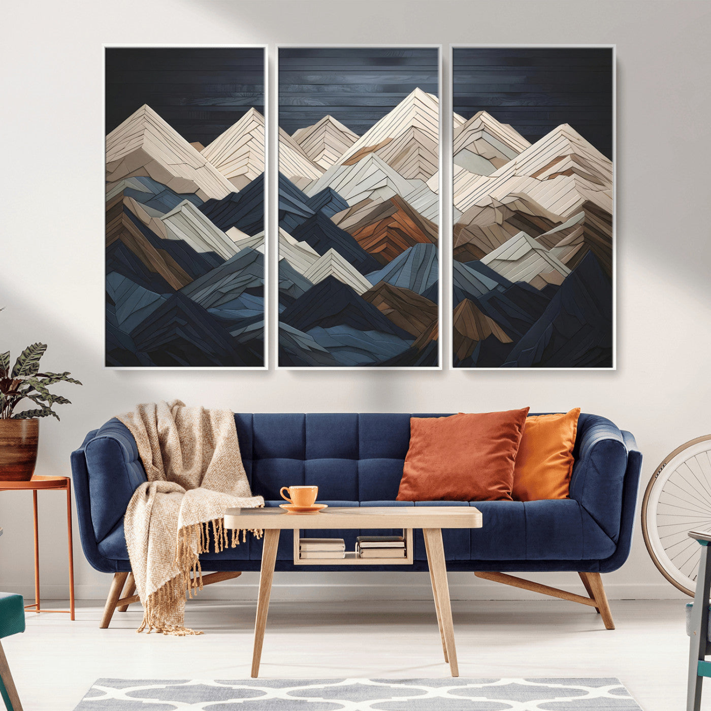 MGV-FC-48X32-3P - Wood Mountain Wall Art | Mountain Canvas Print Wood Decor | Ready to Hang for Cabin Decor