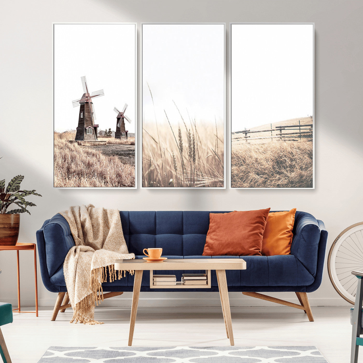 MGV-FC-48X32-3P - Farm Prints Set, Set of 3 Farmhouse Wall Art, Country House Decor, Barn Print, Wheat Print,