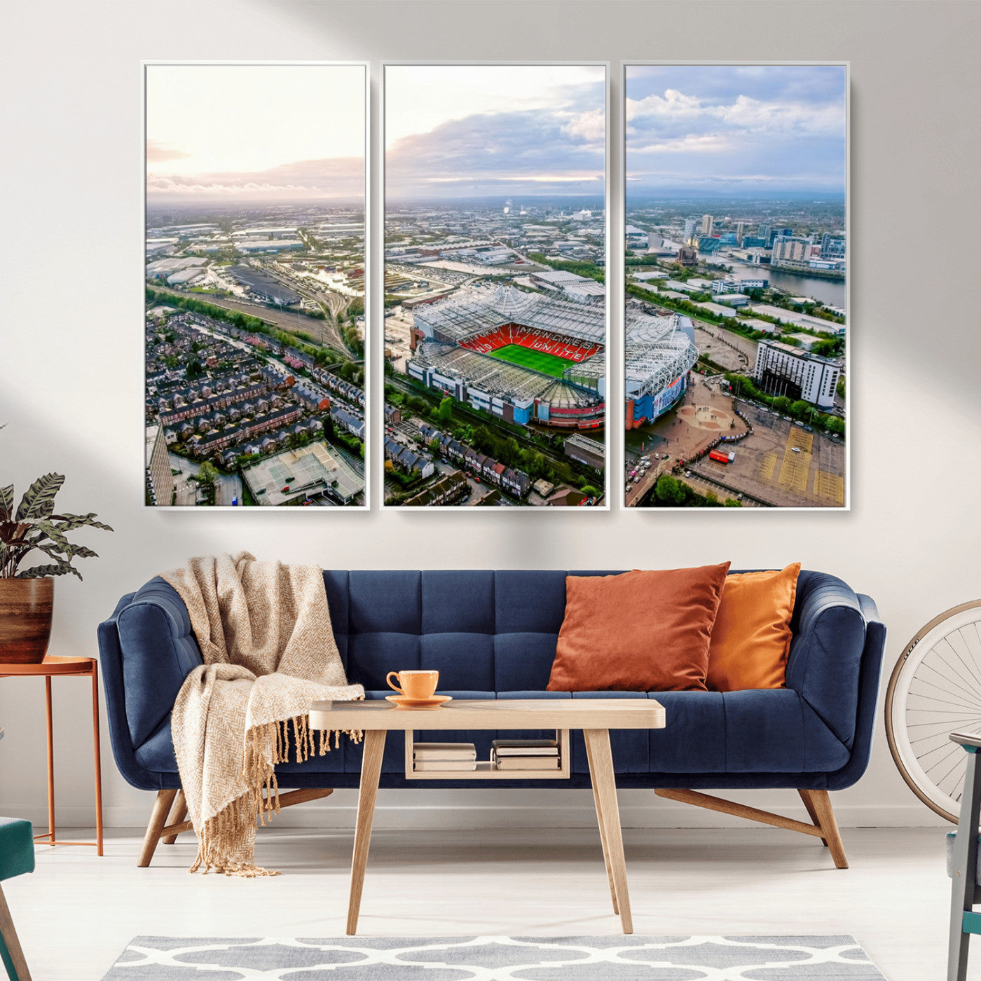 MGV-FC-48X32-3P - Old Trafford Manchester United Stadium Wall Art Canvas Print - Aerial View Stadium, Old Trafford