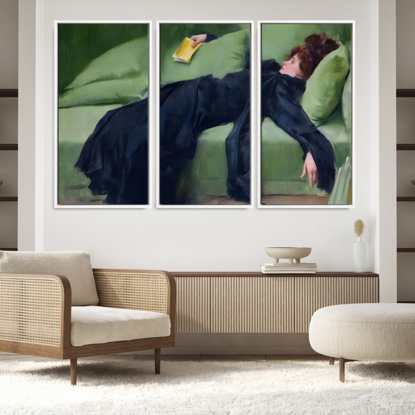 17725-MGV-FC-60X40-3P_White-Decadent Girl by Ramon Casas Wall Art Canvas Print, Framed Decadent Girl Canvas Print