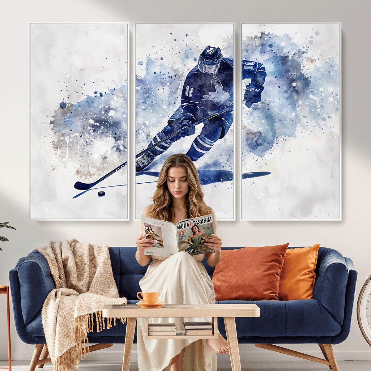 39795-MGV-CV-36X24 - Hockey Player Wall Art Canvas Print