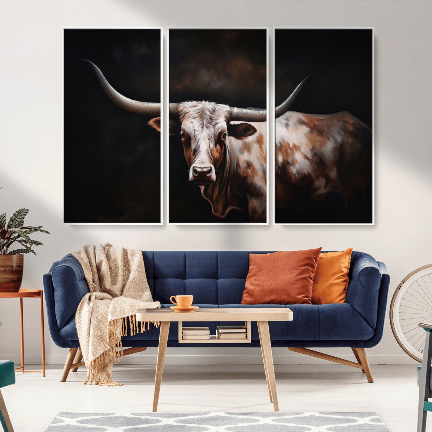 82543-MGV-CV-36X24-Texas Longhorn Wall Art Canvas Print | Western Ranch Decor | Bold Rustic Cattle Artwork | Ready to