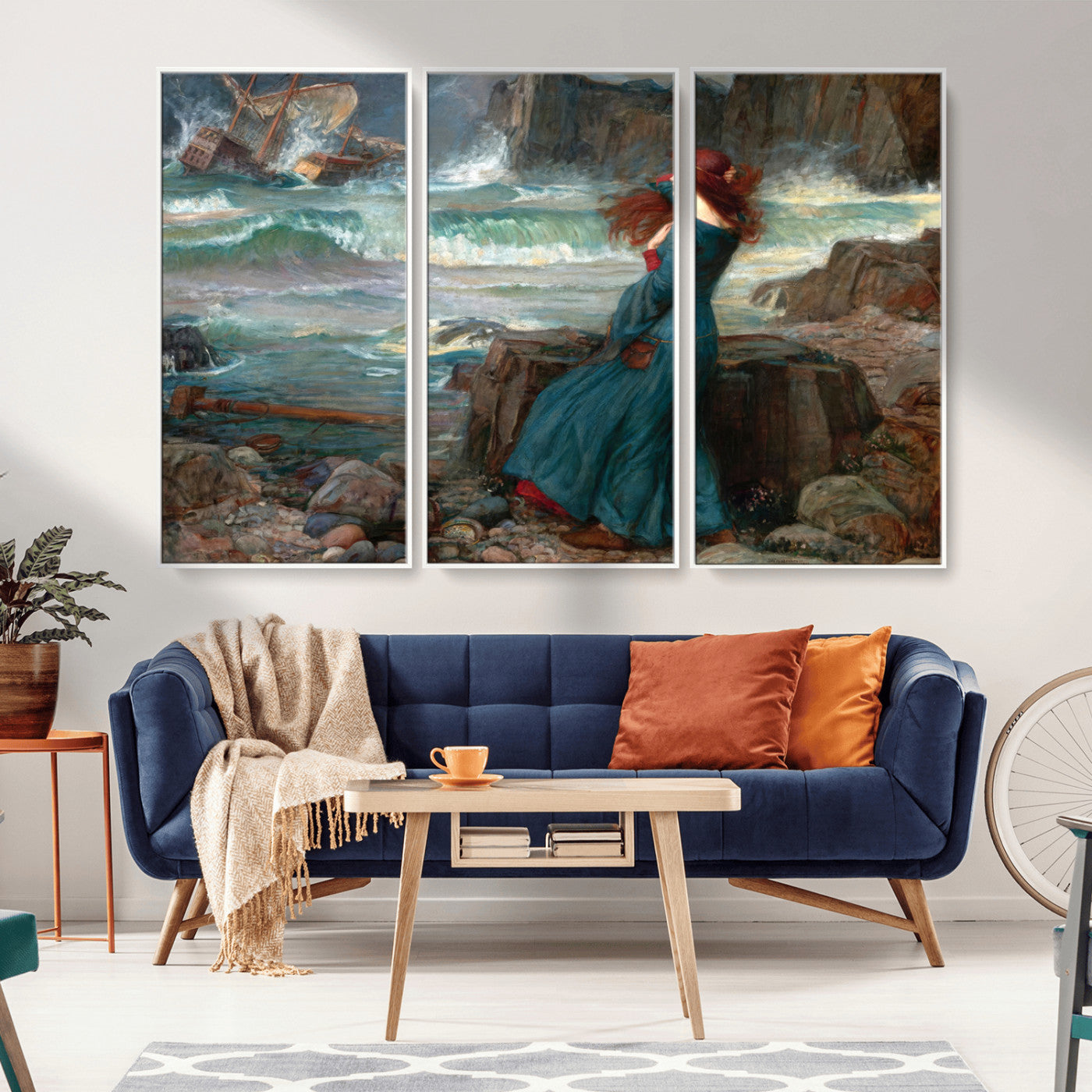 -Miranda by the Shore Wall Art Canvas Print – Tempest Scene Ocean Storm – Ready to Hang