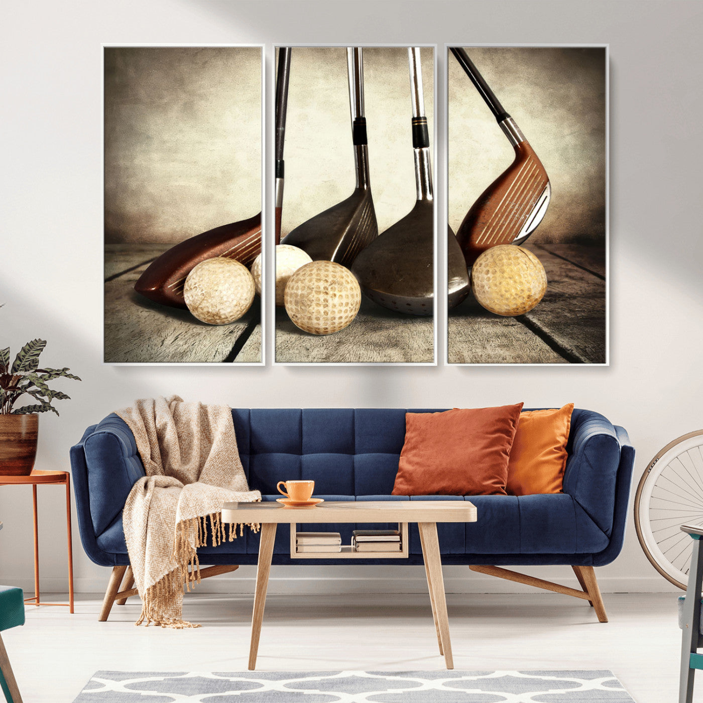 MGV-FC-48X32-3P - Vintage Golf Ball Art | Golf Decor for Man Cave or Office | Ready to Hang and Framed