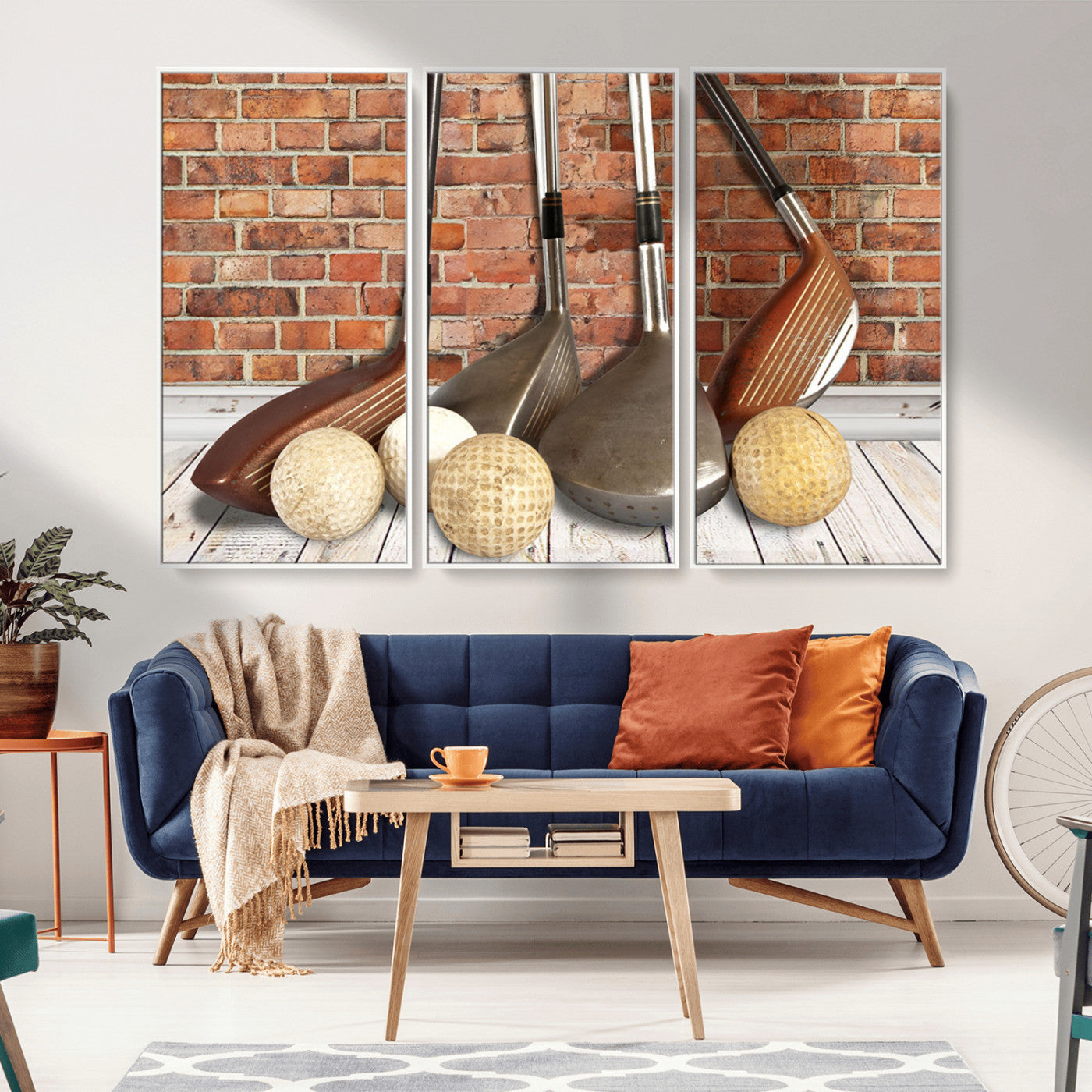 MGV-FC-48X32-3P - Vintage Golf Ball Wall Art Canvas Print | Golf Decor for Man Cave or Office | Ready to Hang and