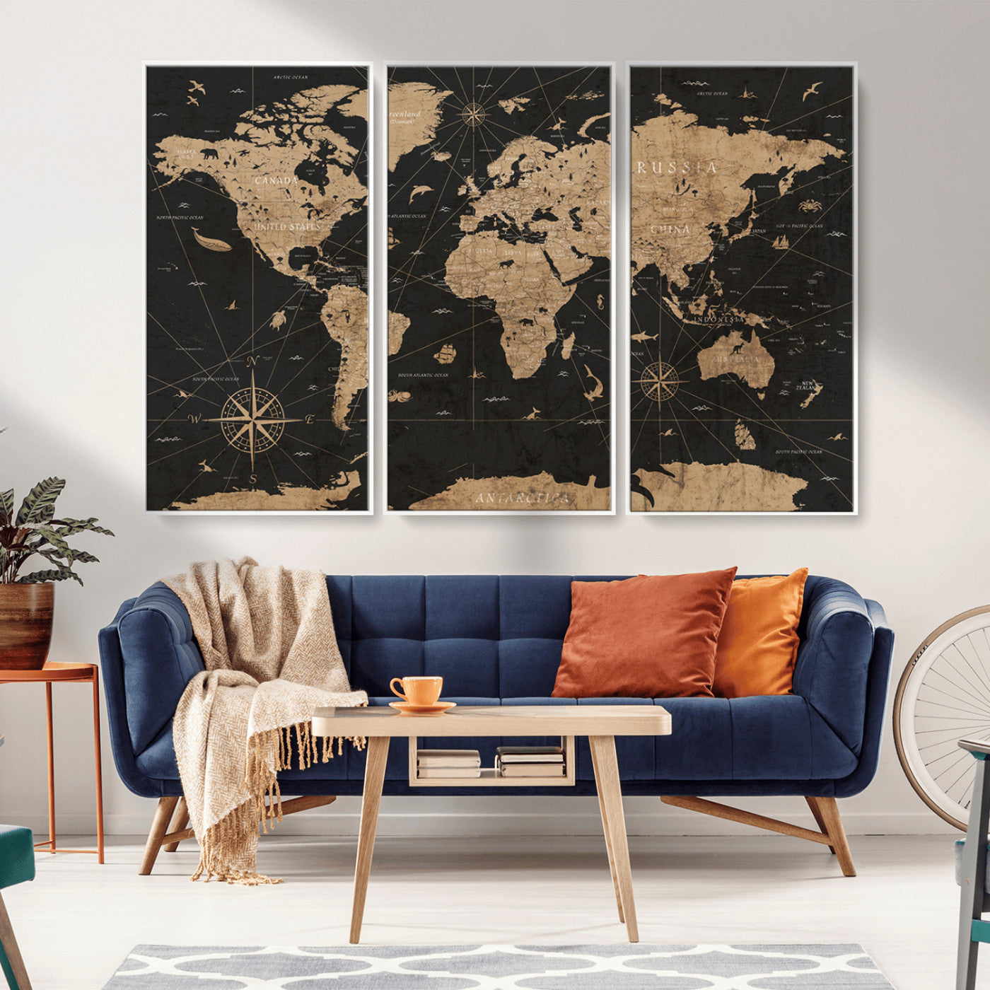61023-MGV-CV-36X24-World Map Canvas Print – Framed Wall Art for Home Decor
