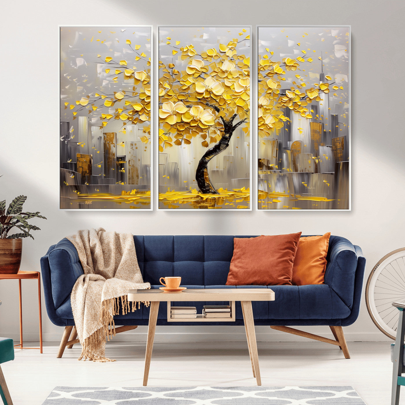 -Golden Tree Canvas Print | Abstract Wall Art for Modern Homes | Ready to Hang Framed Artwork