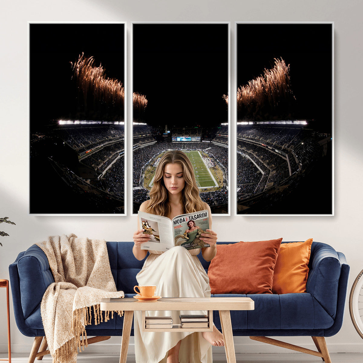 89680-MGV-CV-36X24 - Eagles Field Stadium Wall Art, Philadelphia Eagles Football, Framed and Ready to Hang