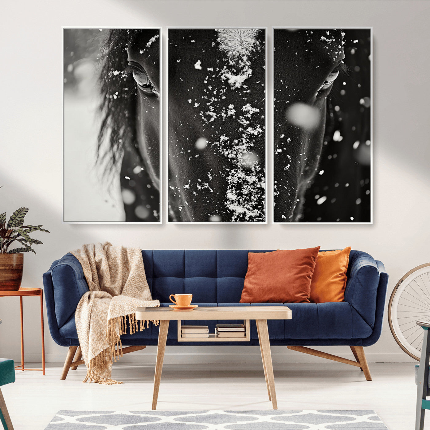 MGV-FC-48X32-3P - Winter Horse Snow Wall Art Canvas Print
