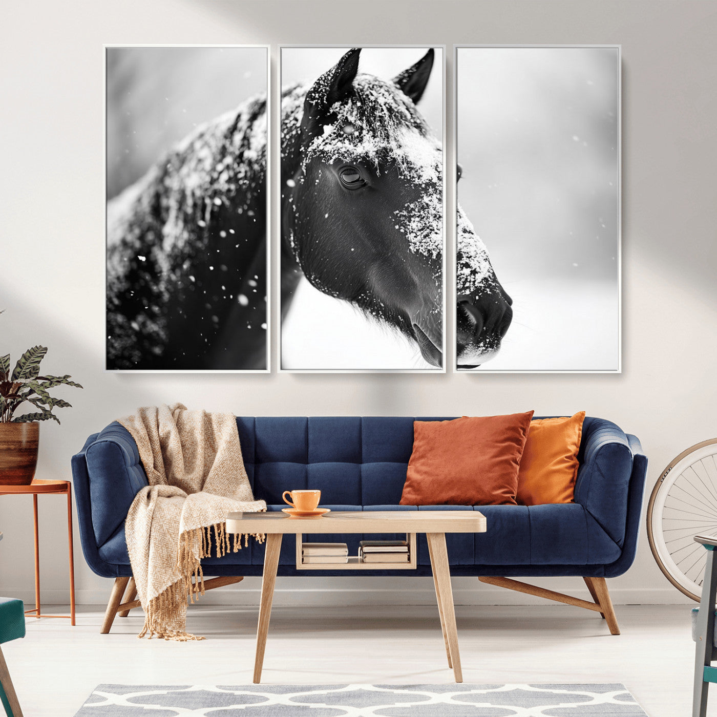 MGV-FC-48X32-3P - Horse Canvas Print - Winter Horse Snow Wall Art Canvas Print