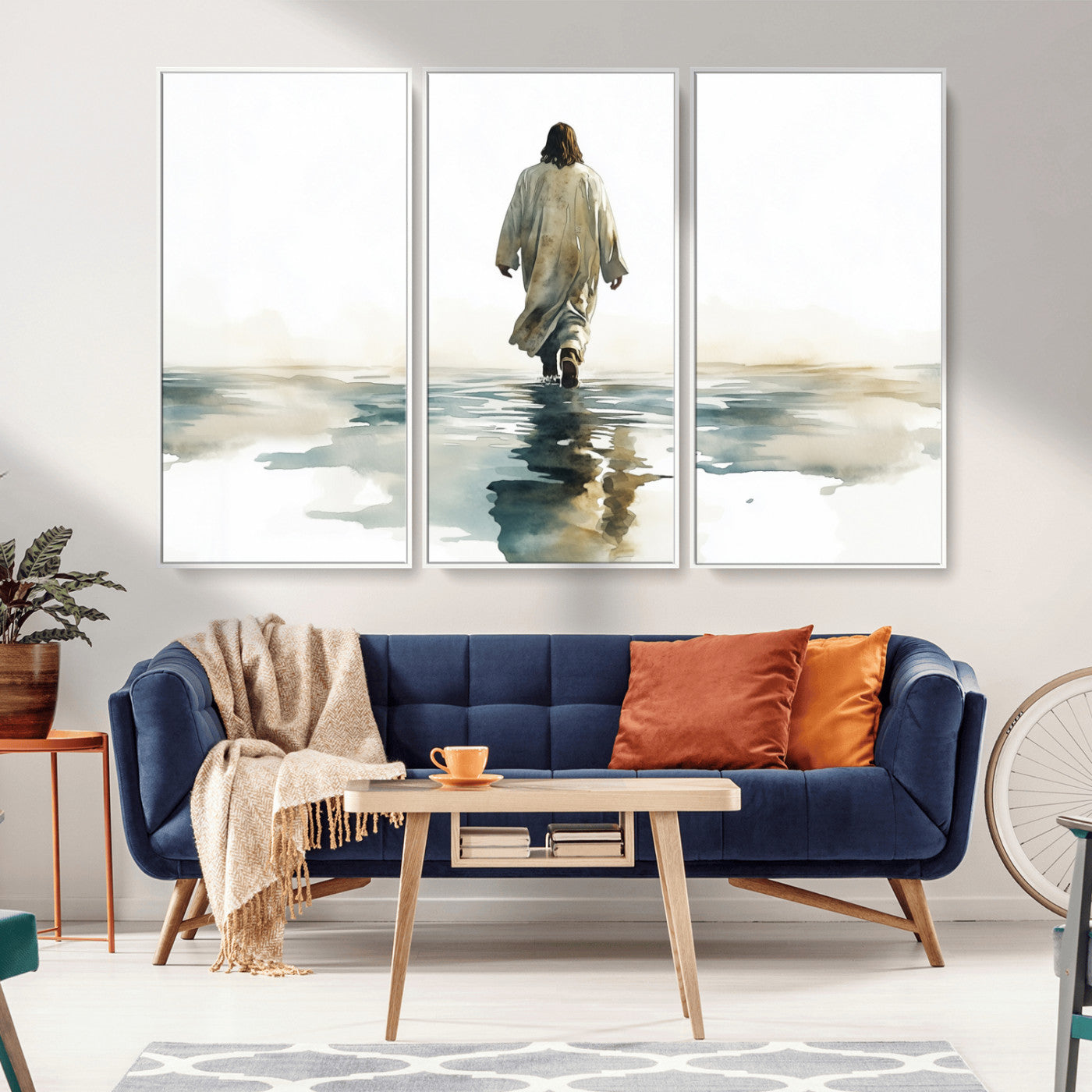 MGV-FC-48X32-3P - Abstract Jesus Wall Art Canvas Print, Christian Wall Art, Jesus Christ Walking