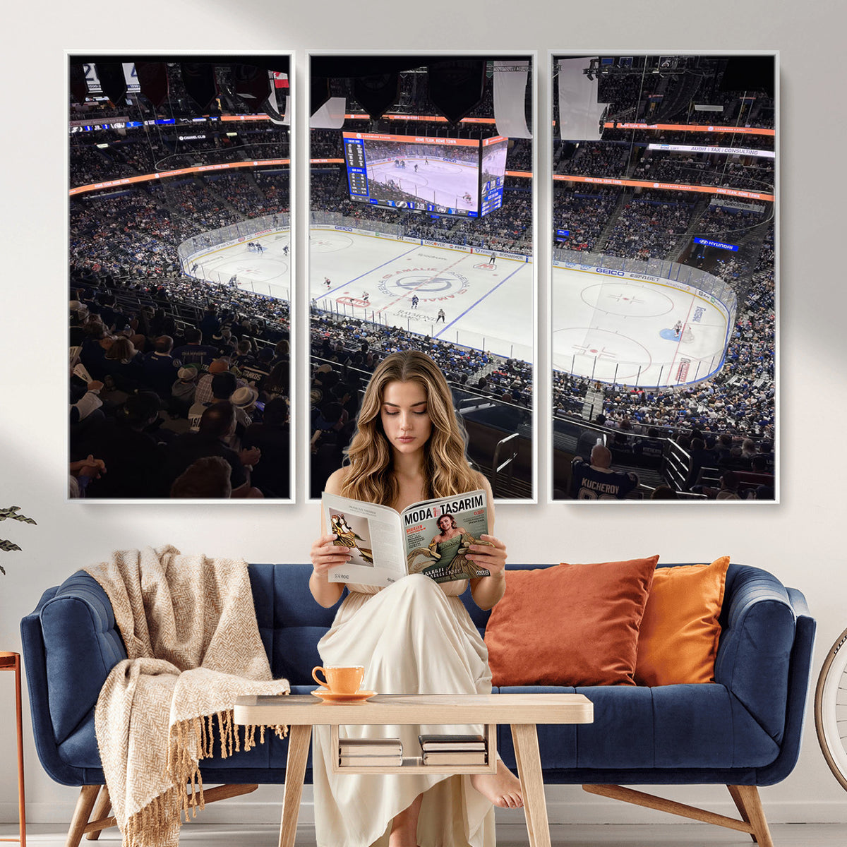 51641-MGV-CV-36X24 - Amalie Arena Florida Wall Art Canvas Print, NHL Hockey, Framed and Ready to Hang