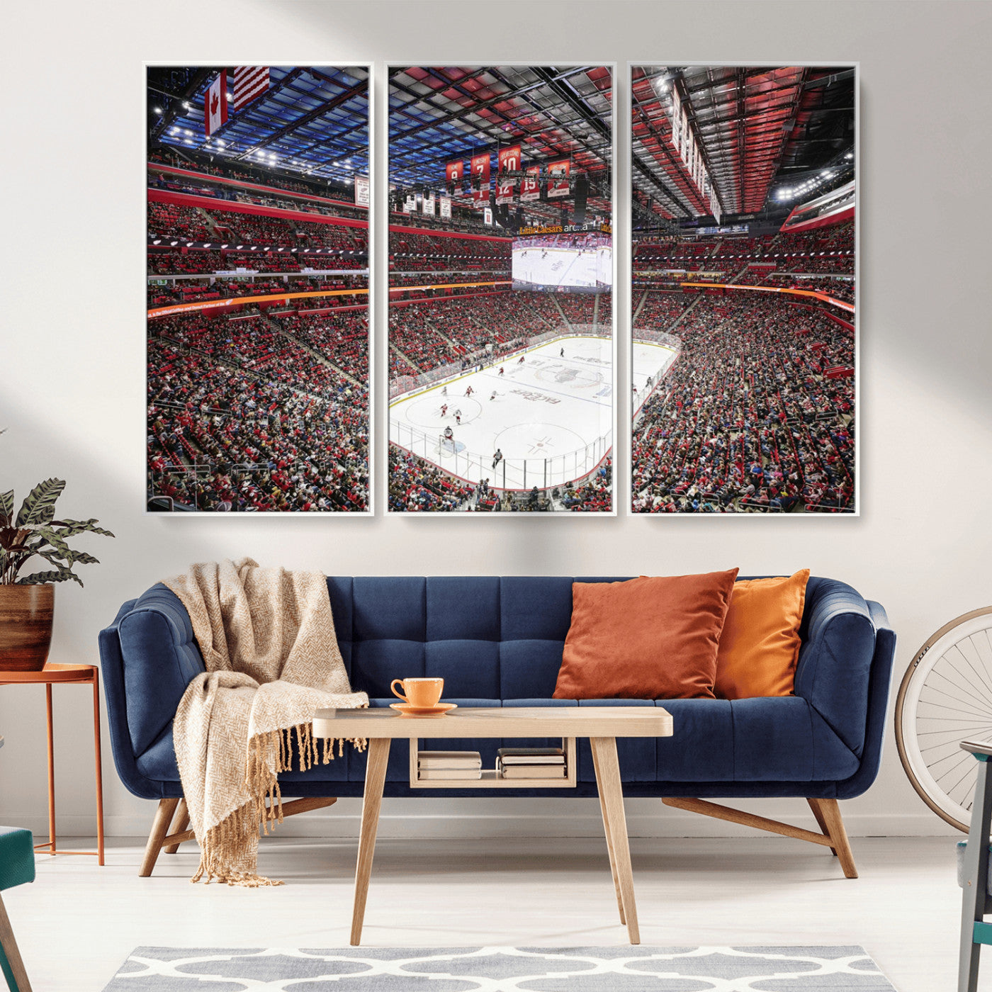 MGV-FC-48X32-3P - Barton Malow Little Caesars Arena Detroit Wall Art Canvas Print - Detroit Hockey and Basketball