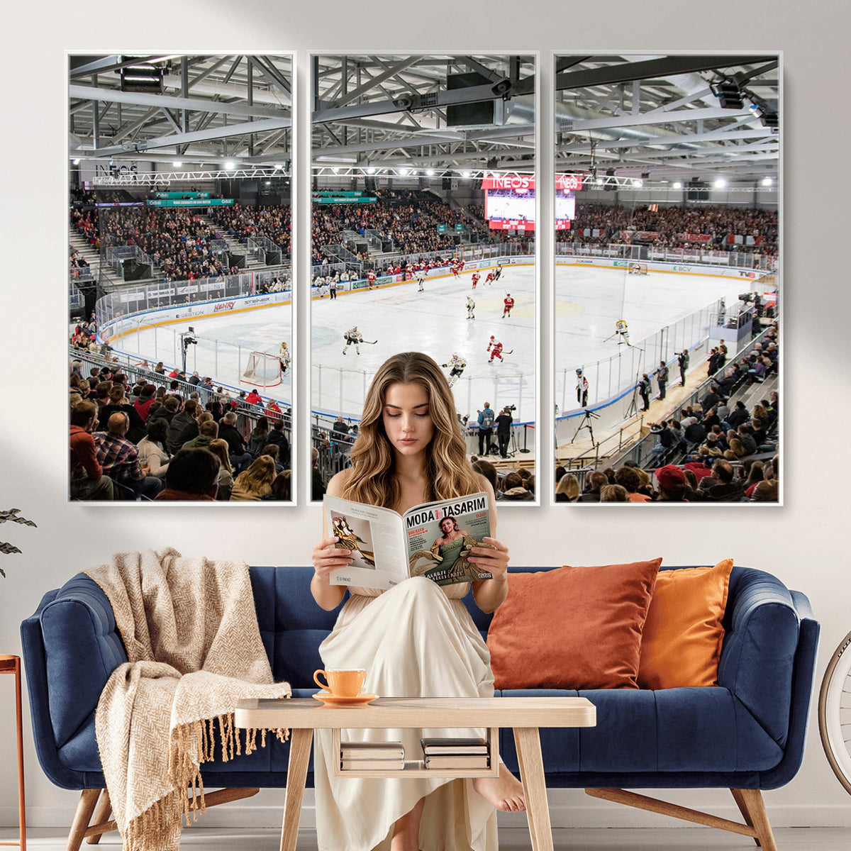 79352-MGV-CV-36X24 - Lausanne Arena Ice Hockey Stadium Wall Art Canvas Print