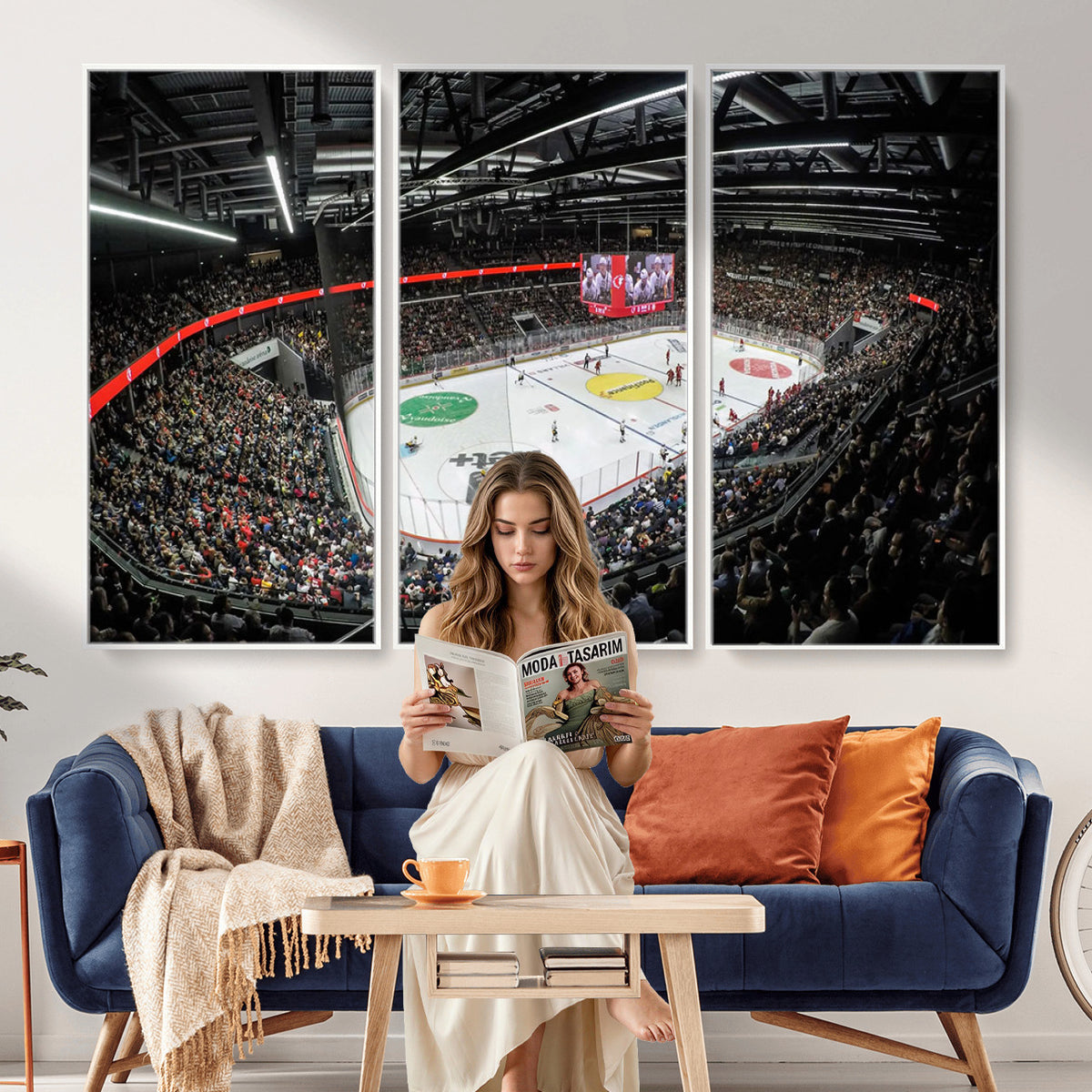 46282-MGV-CV-36X24 - Vaudoise Lausanne Ice Hockey Arena Stadium Wall Art Canvas