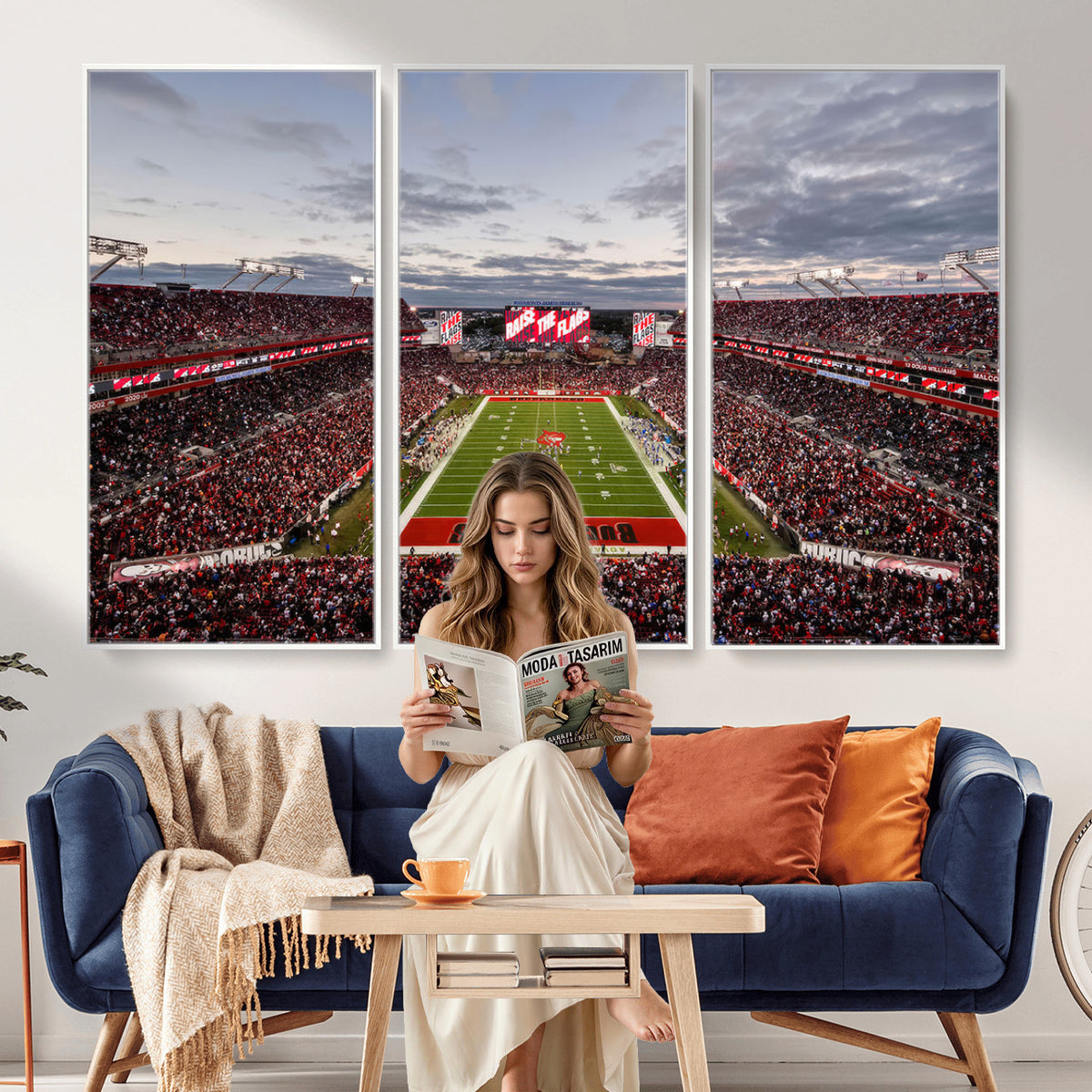 35698-MGV-CV-36X24 - Florida Tampa Raymond James Stadium Wall Art Canvas Print - NFL Football Stadium Print Canvas