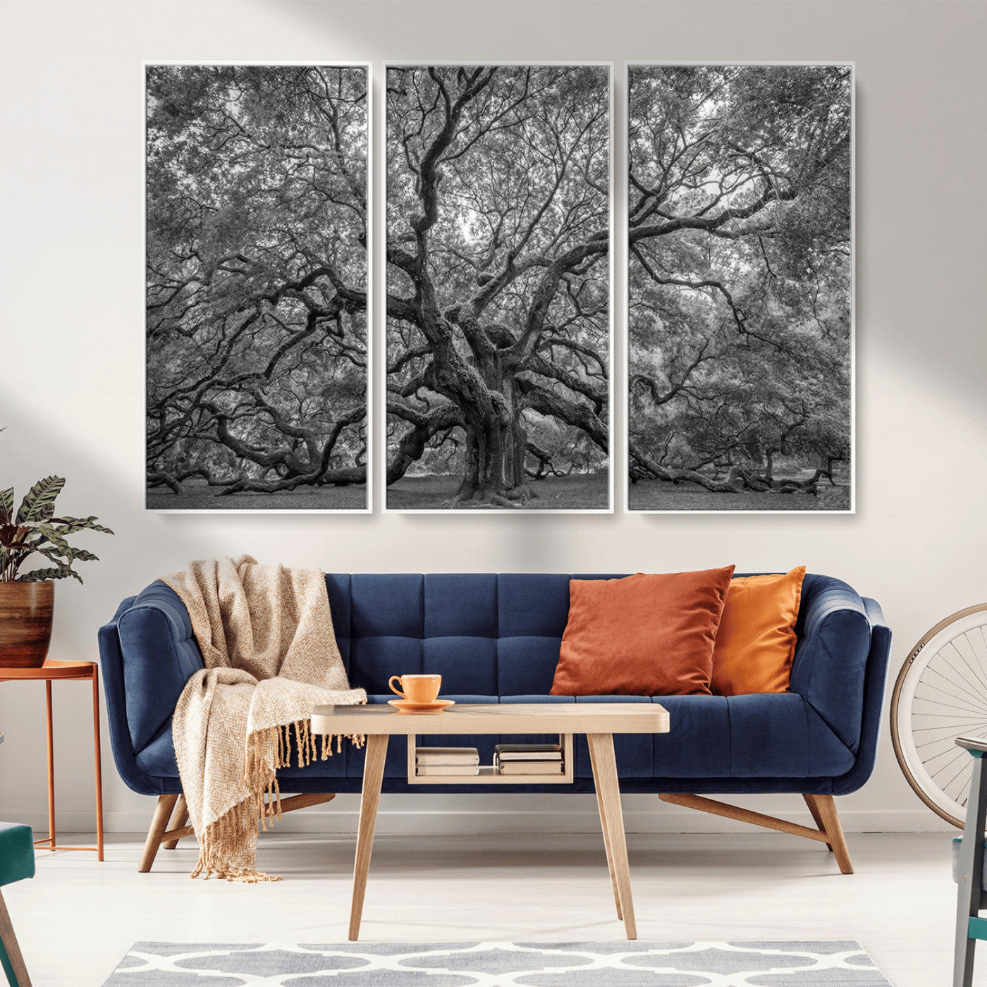 97240-MGV-CV-36X24-Majestic Angel Oak Tree Black and White Canvas Print – Multi Panel Wall Art, Giclée Print, Ready to