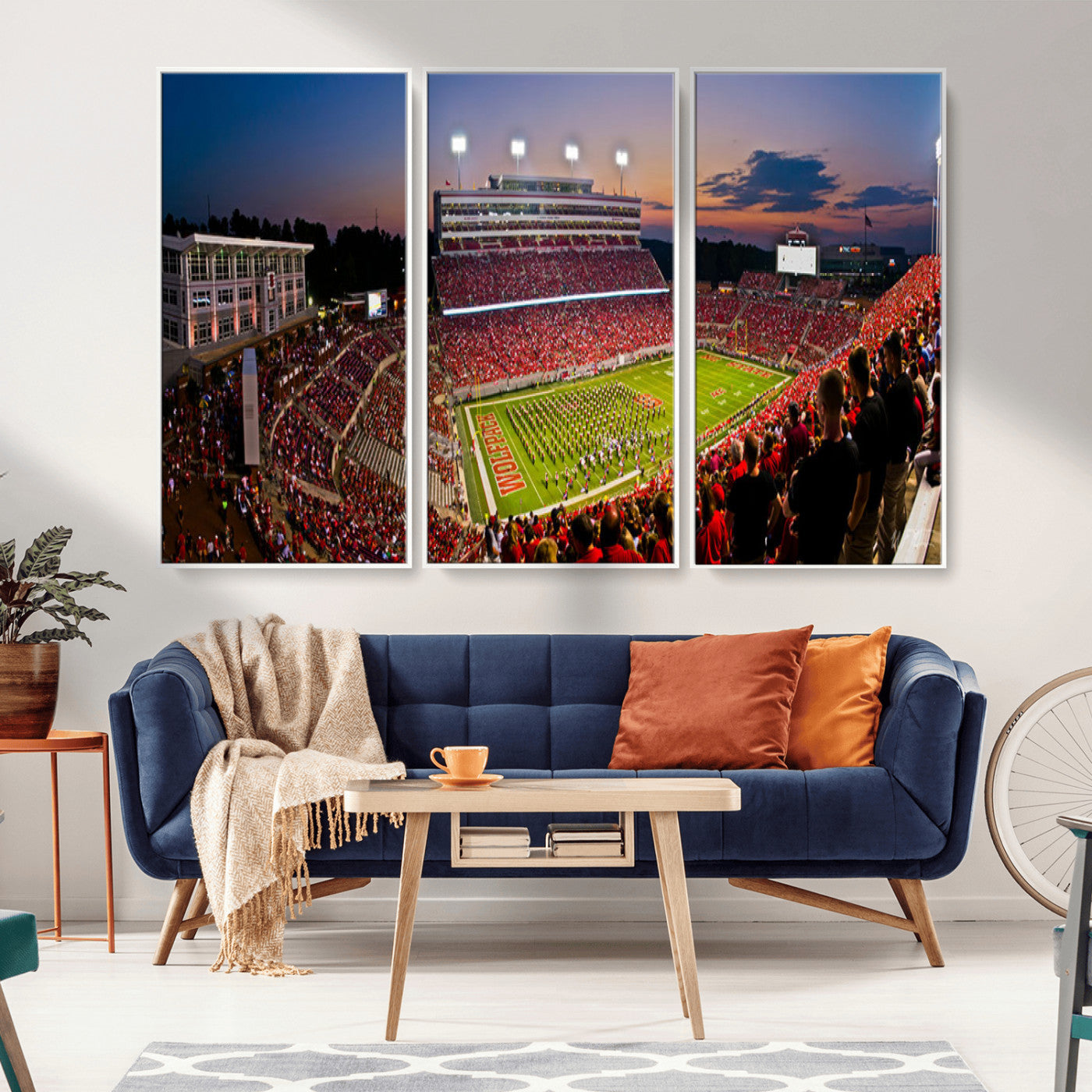 MGV-FC-48X32-3P - NC State Wolfpack Football Team Print - Raleigh Carter-Finley Stadium Wall Art Canvas Print