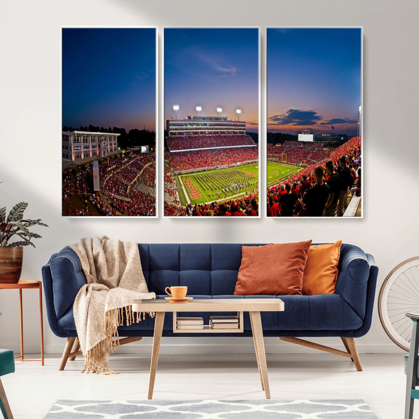 MGV-FC-48X32-3P - NC State Wolfpack Football Team Print - Raleigh Carter-Finley Stadium Wall Art Canvas Print