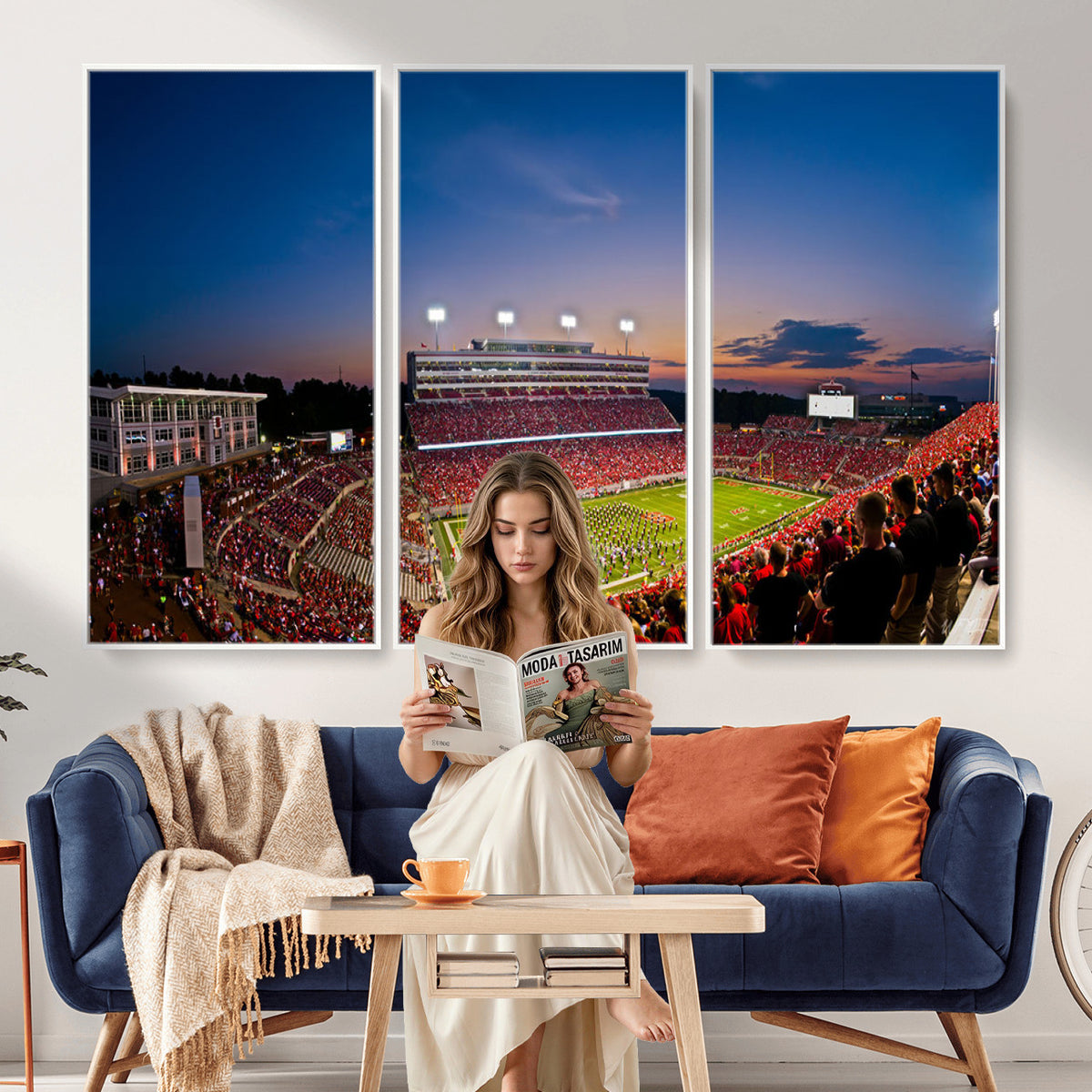 33313-MGV-CV-36X24 - NC State Wolfpack Football Team Print - Raleigh Carter-Finley Stadium Wall Art Canvas Print