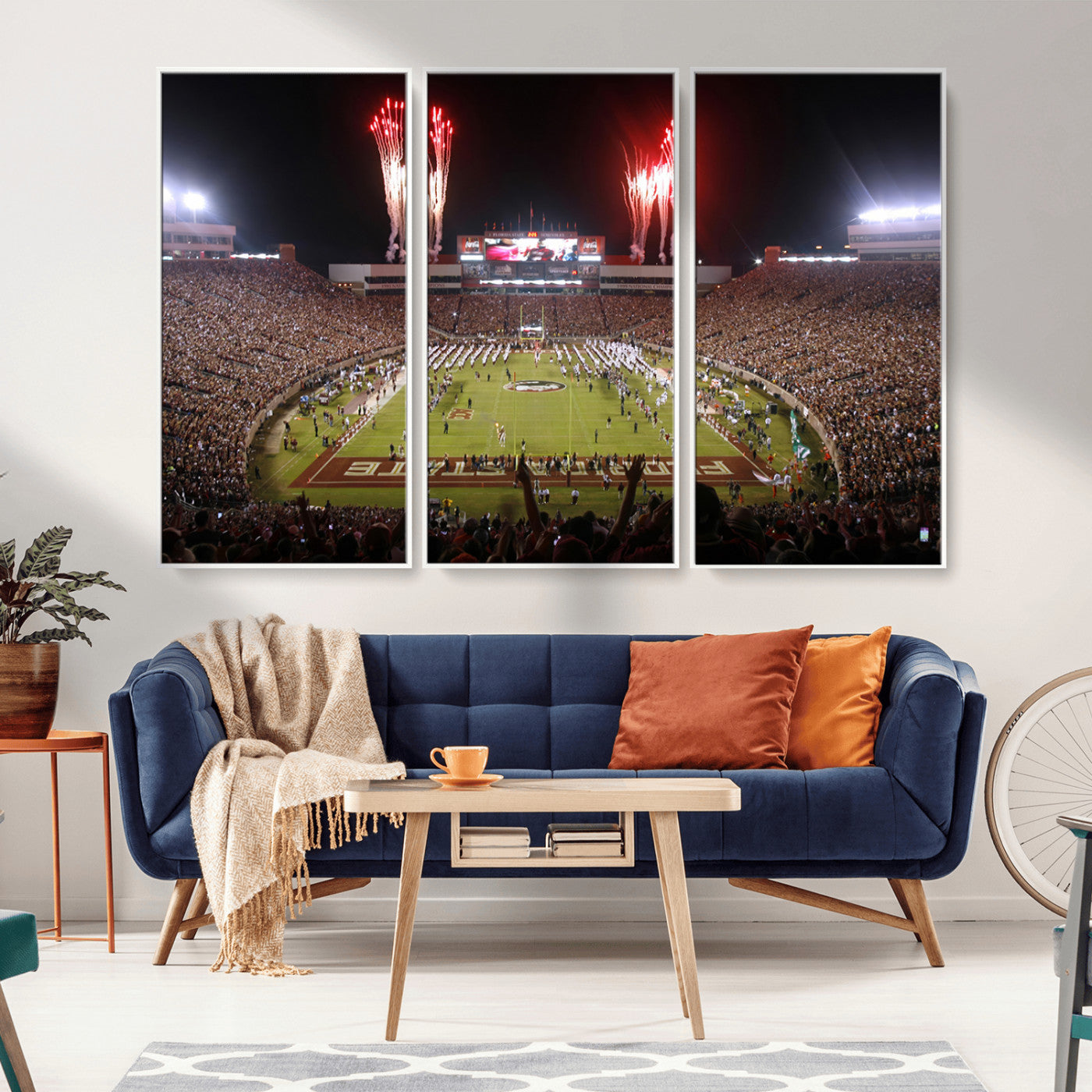 MGV-FC-48X32-3P - Framed Florida State Seminoles Football Team Print - Tallahassee Doak Campbell Stadium Wall Art