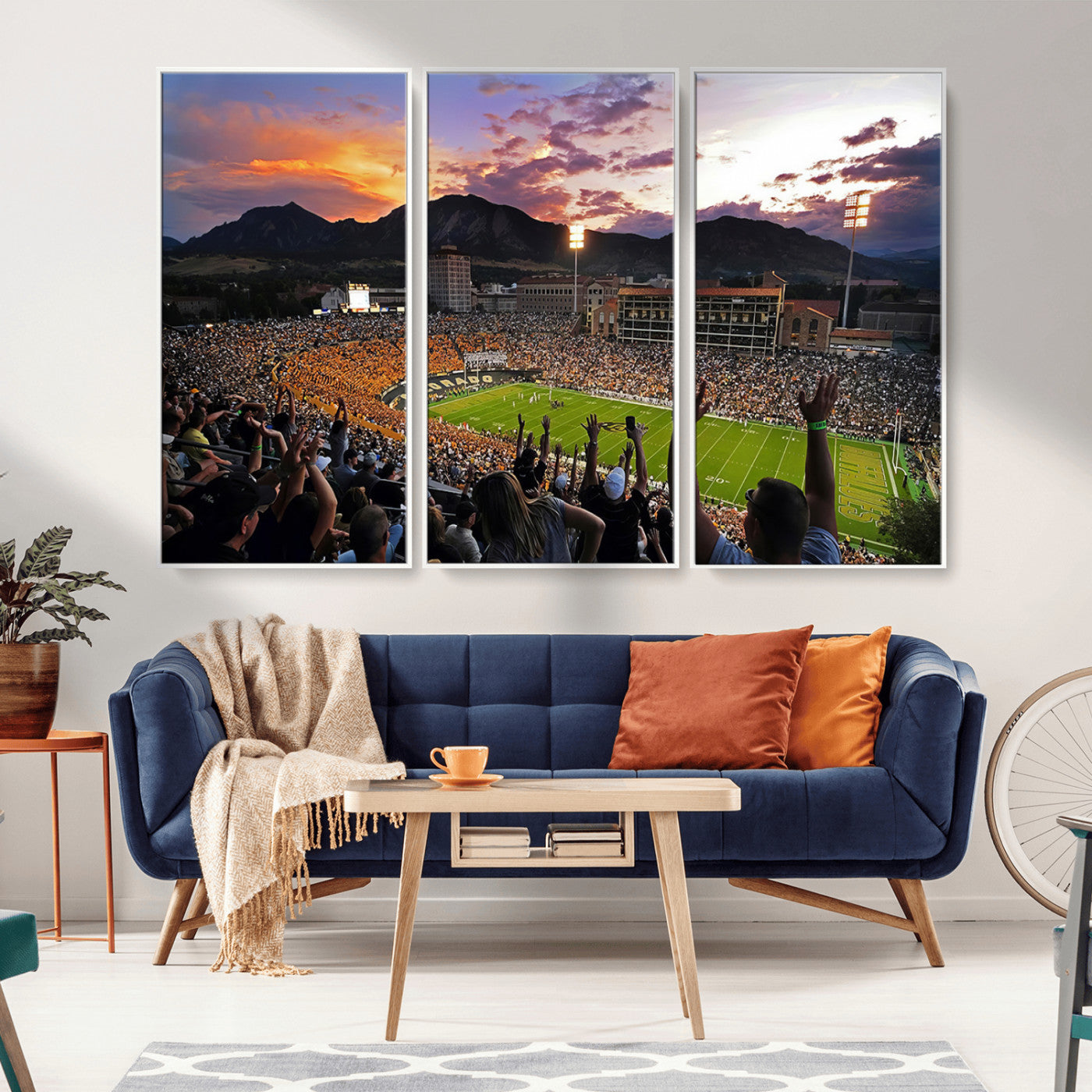MGV-FC-48X32-3P - Framed Colorado Buffaloes Football Team Print - Boulder Folsom Field Stadium Wall Art Canvas Print