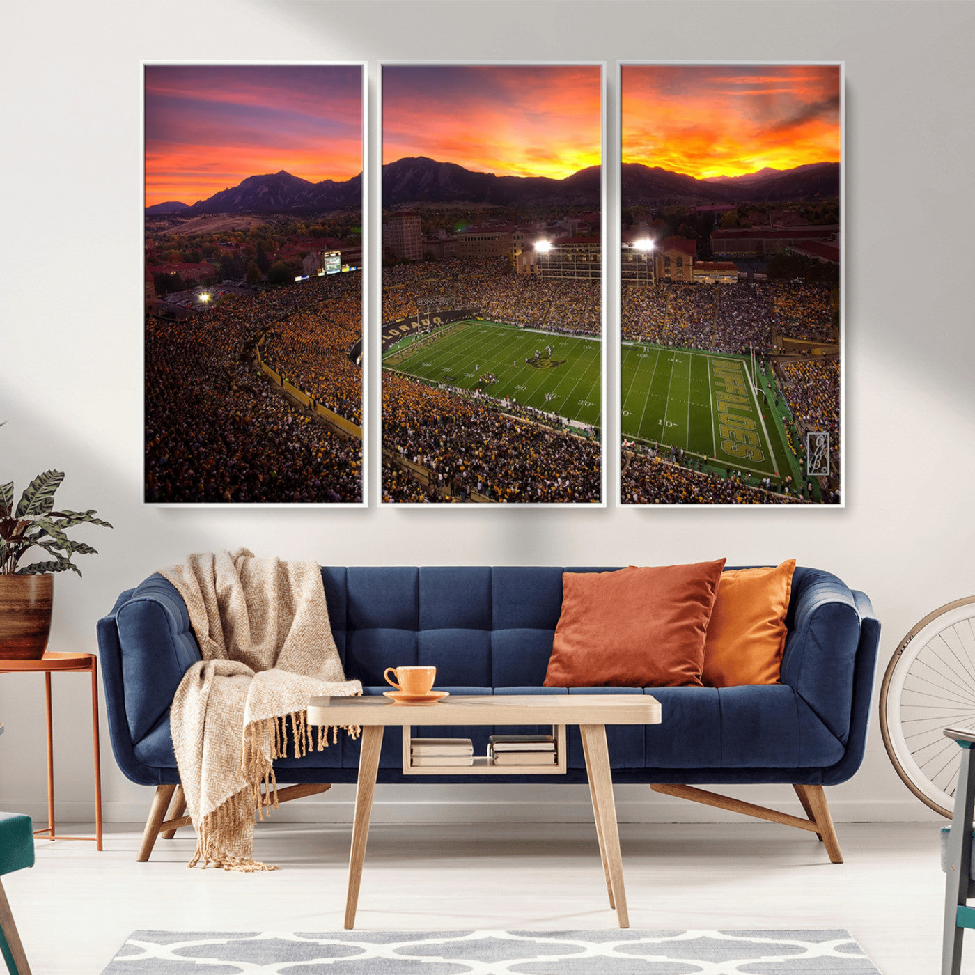 MGV-FC-48X32-3P - Colorado Buffaloes Football Team Print - Boulder Folsom Field Stadium Wall Art Canvas Print