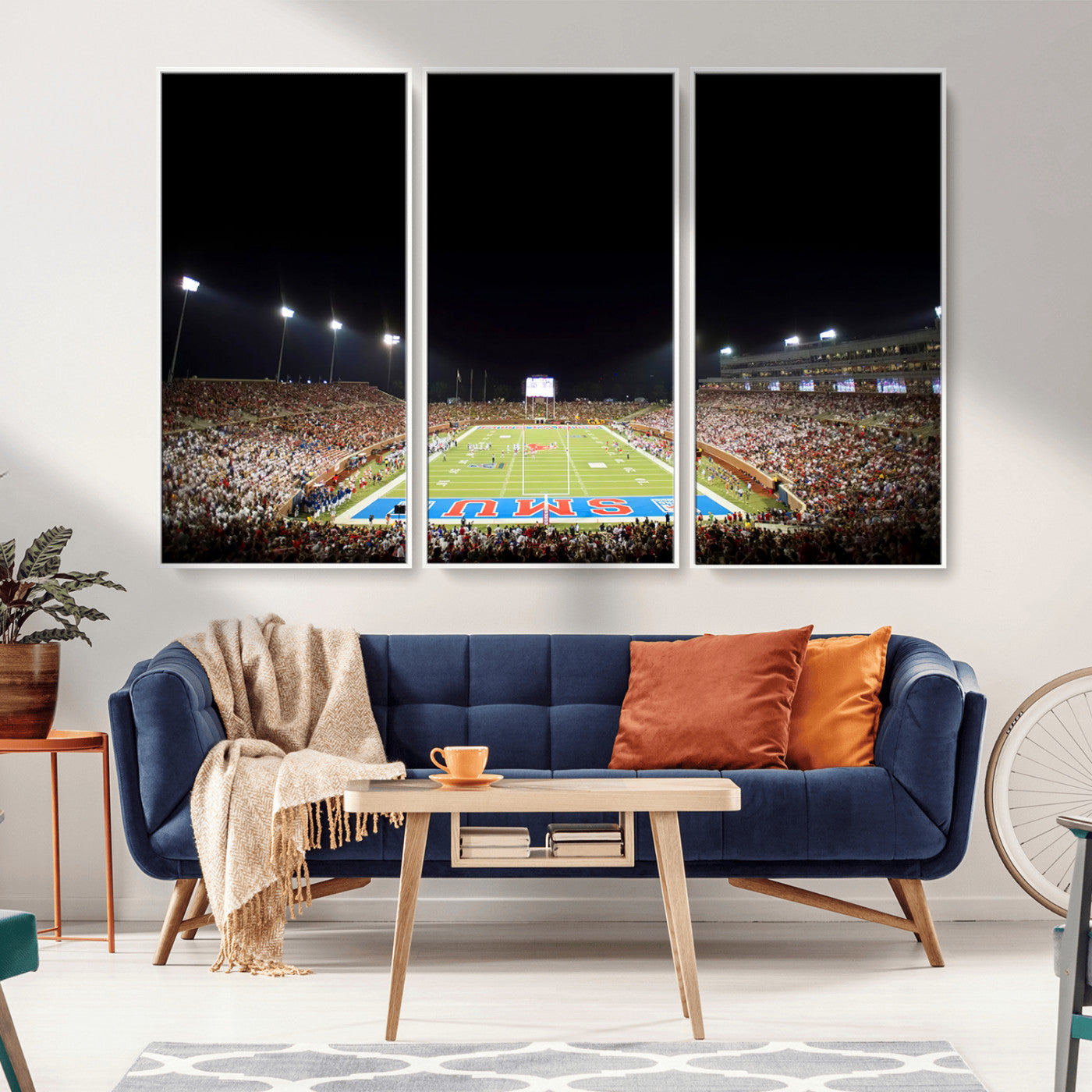 MGV-FC-48X32-3P - SMU Mustangs Football Team Print - Dallas Gerald J. Ford Stadium Wall Art Canvas Print