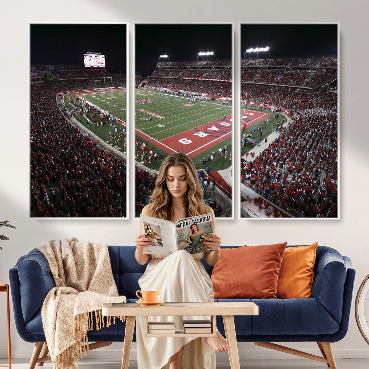 94207-MGV-CV-36X24 - Houston Cougars Football Team Print - Houston TDECU Stadium Wall Art Canvas Print