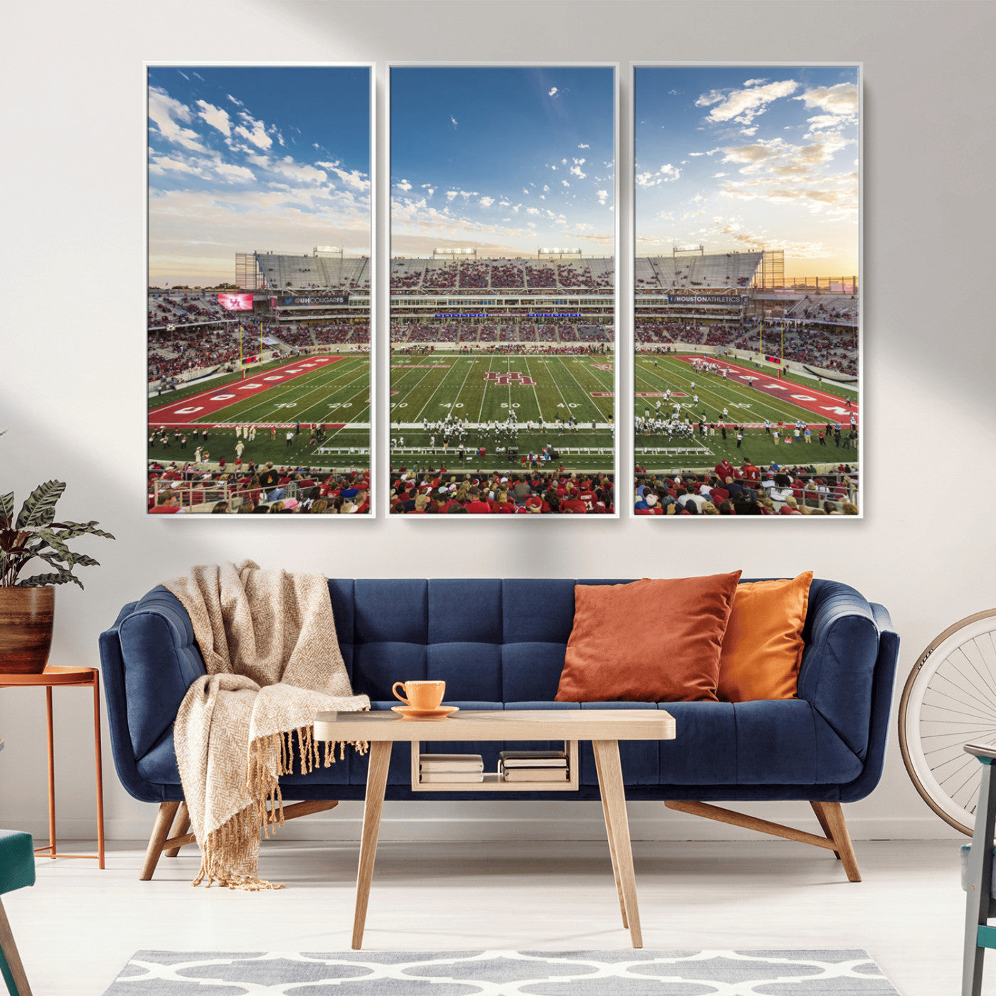 MGV-FC-48X32-3P - Framed Houston Cougars Football Team Print - Houston TDECU Stadium Wall Art Canvas Print