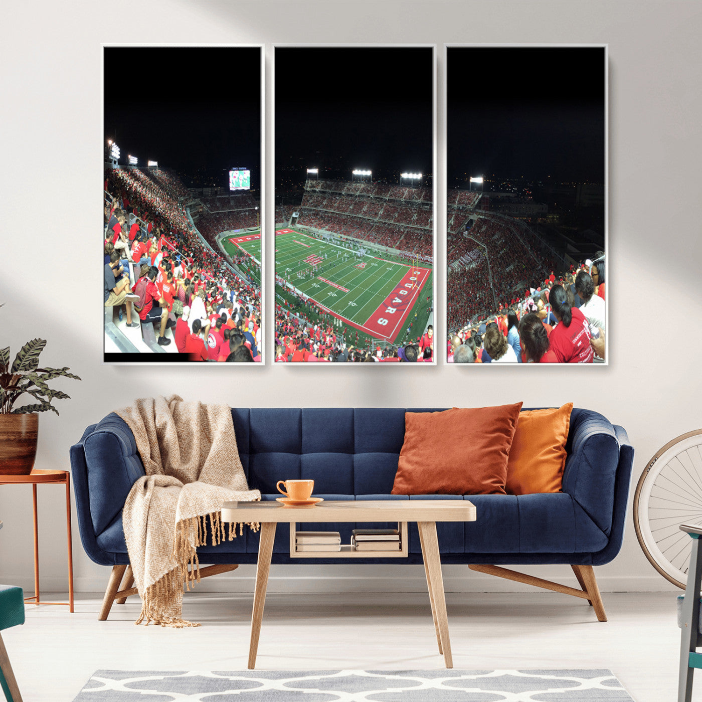 MGV-FC-48X32-3P - Houston Cougars Football Team Print - Houston TDECU Stadium Wall Art Canvas Print
