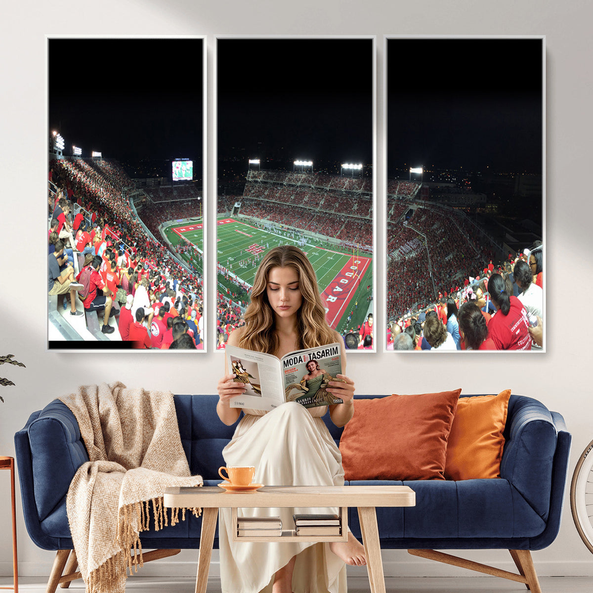 67036-MGV-CV-36X24 - Houston Cougars Football Team Print - Houston TDECU Stadium Wall Art Canvas Print