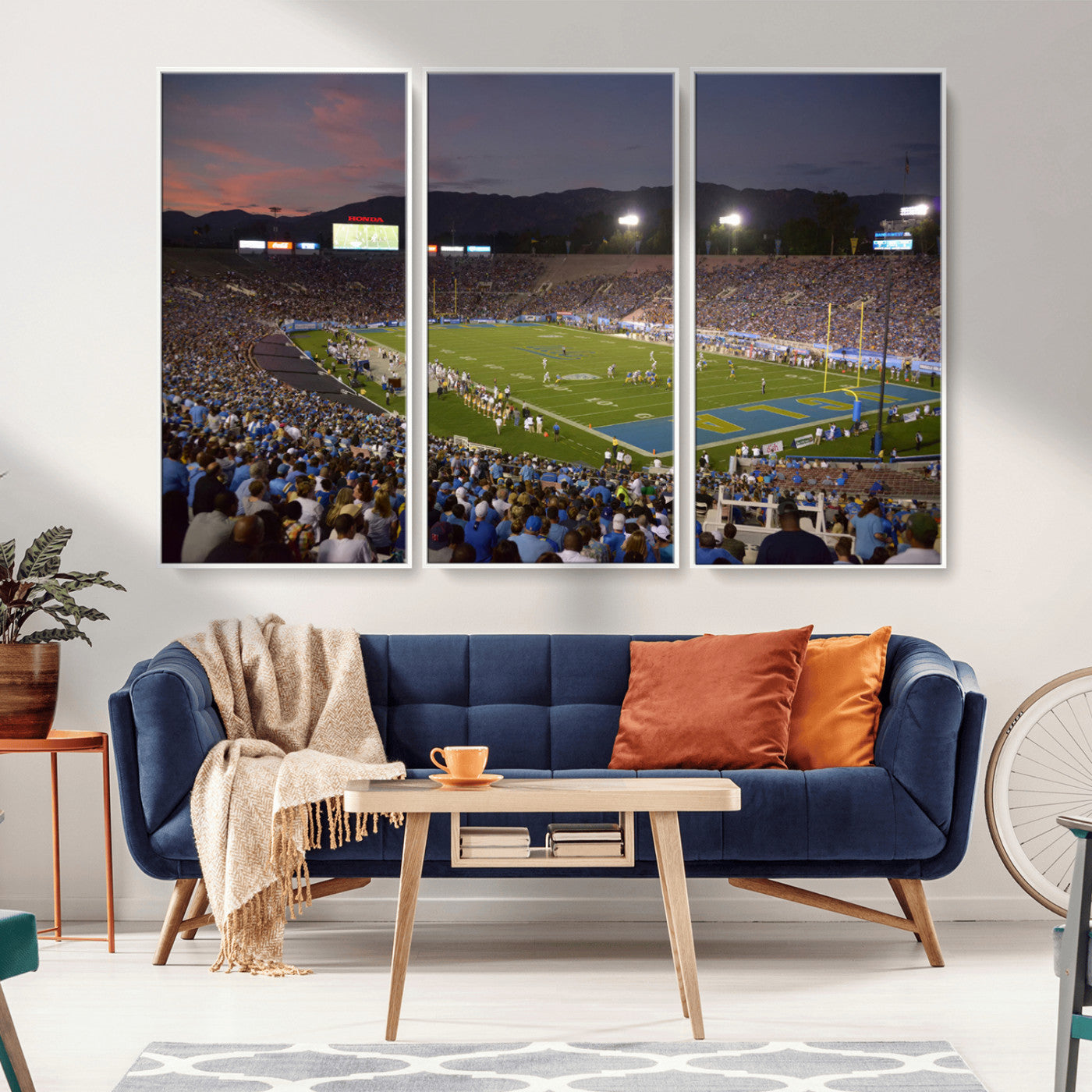 MGV-FC-48X32-3P - UCLA Bruins Football Team Print - Pasadena Rose Bowl Stadium Wall Art Canvas Print
