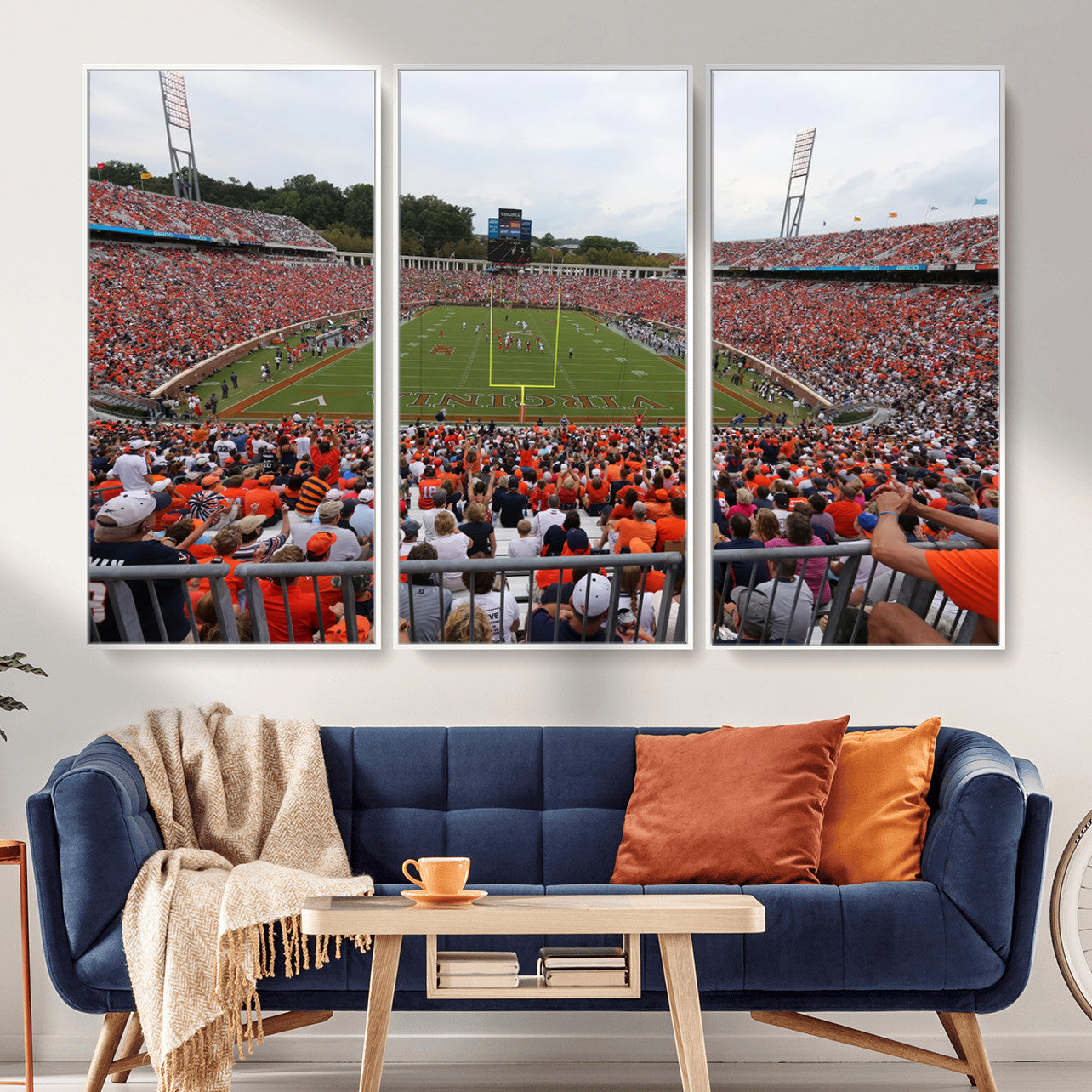 63606-MGV-CV-36X24 - Virginia Cavaliers Football Team Print - Charlottesville Scott Stadium Print Wall Art Canvas