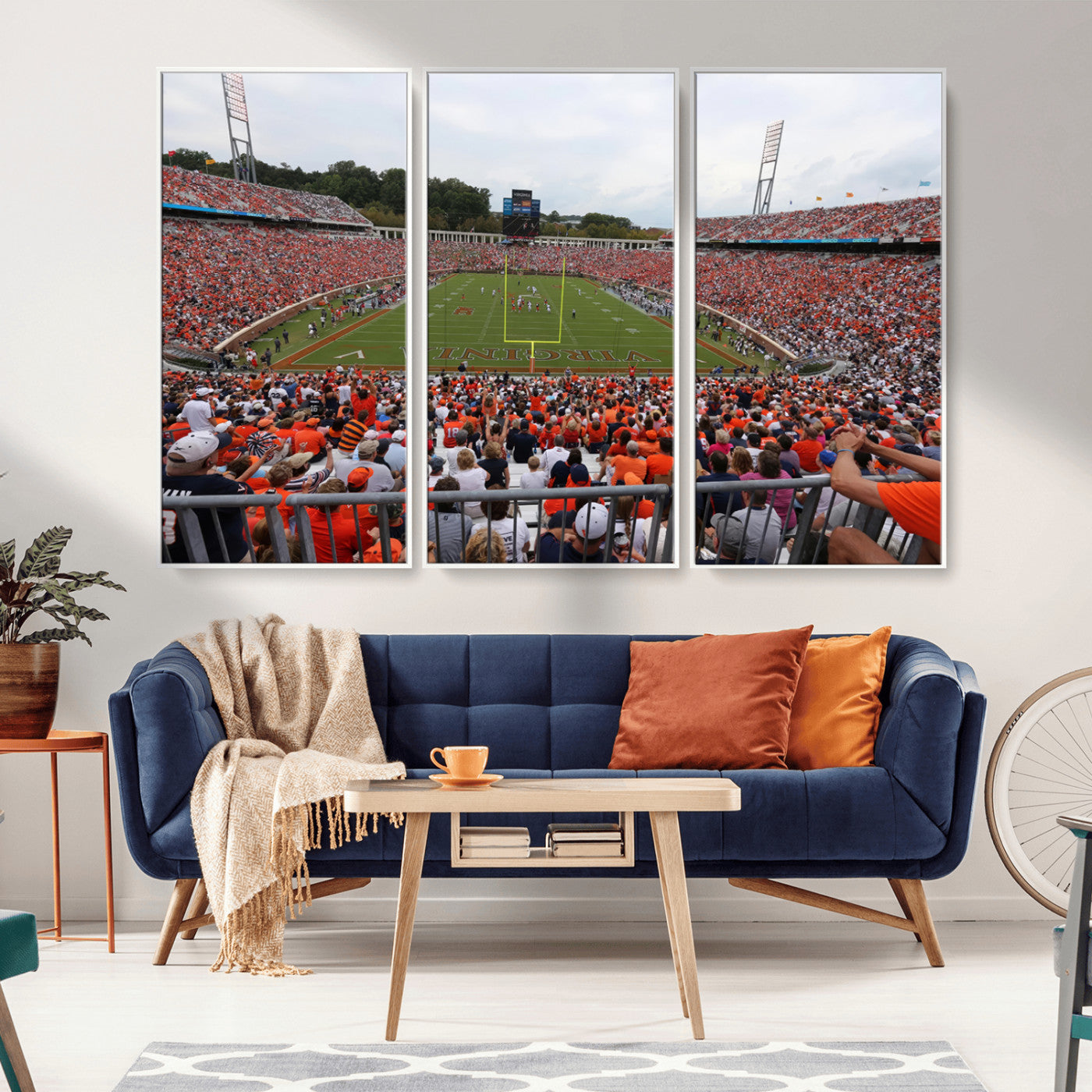 MGV-FC-48X32-3P - Virginia Cavaliers Football Team Print - Charlottesville Scott Stadium Print Wall Art Canvas