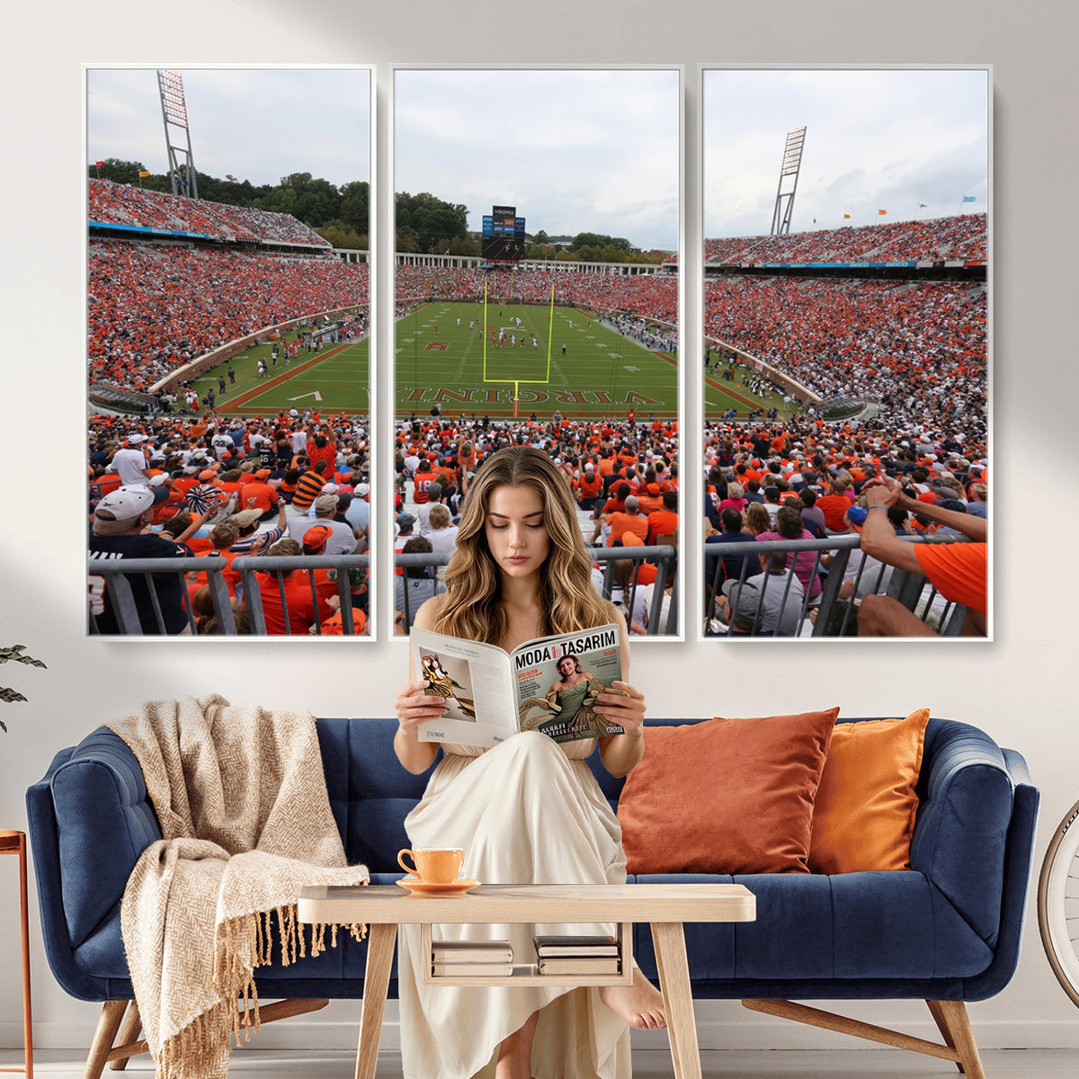 63606-MGV-CV-36X24 - Virginia Cavaliers Football Team Print, Charlottesville, Extra Large Game Room Wall Decor