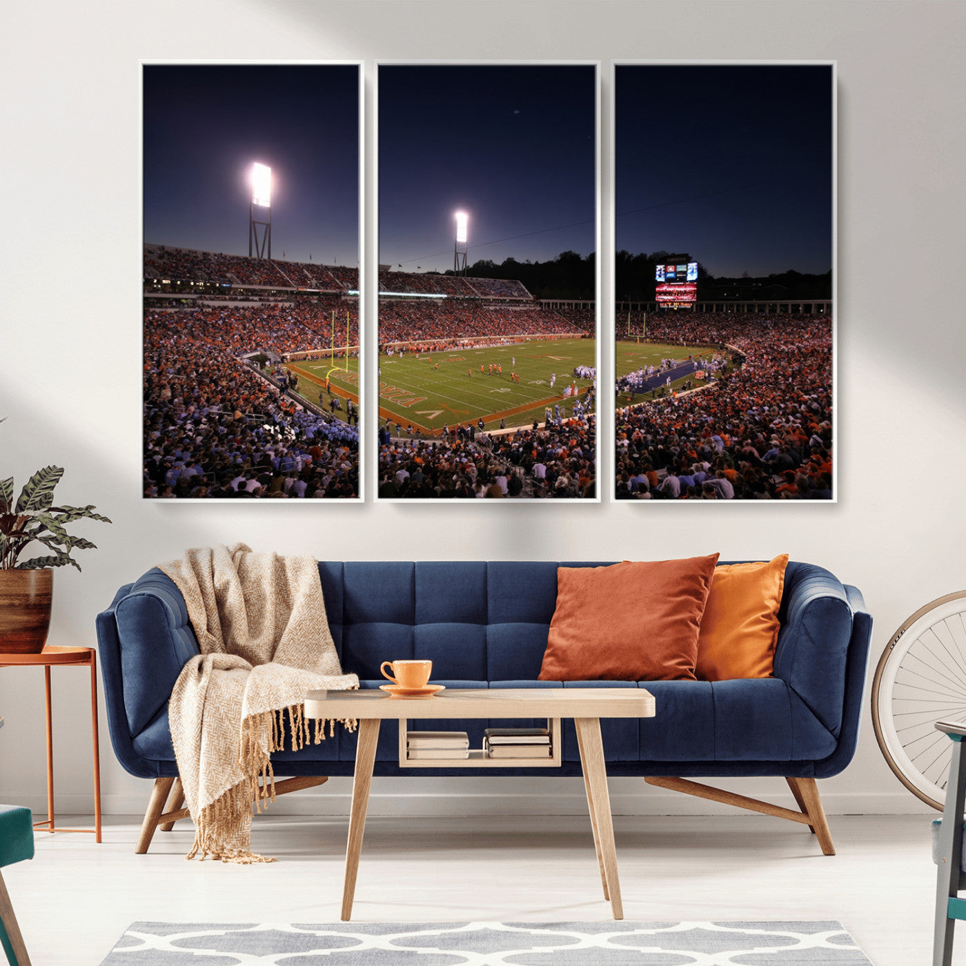 MGV-FC-48X32-3P - Virginia Cavaliers Football Team Print - Charlottesville Scott Stadium Canvas Print Wall Art