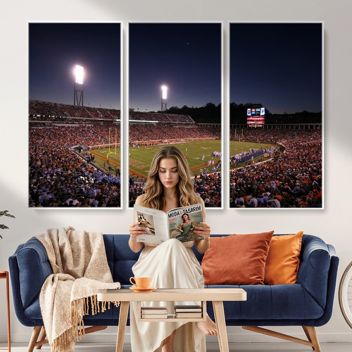 69378-MGV-CV-36X24 - Virginia Cavaliers Football Team Print - Charlottesville Scott Stadium Canvas Print Wall Art